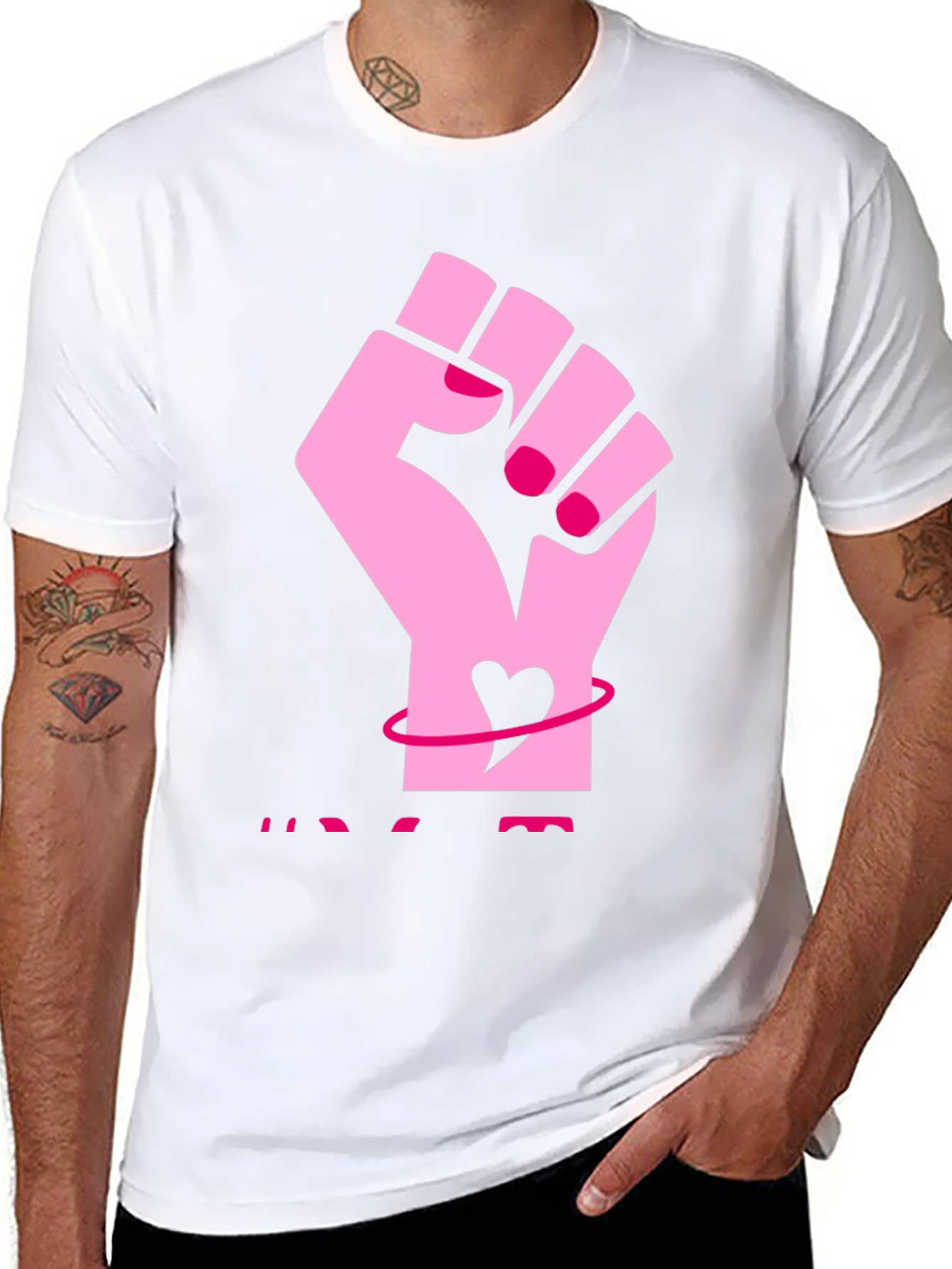 Feminist Fist Heart Graphic Tee - Black