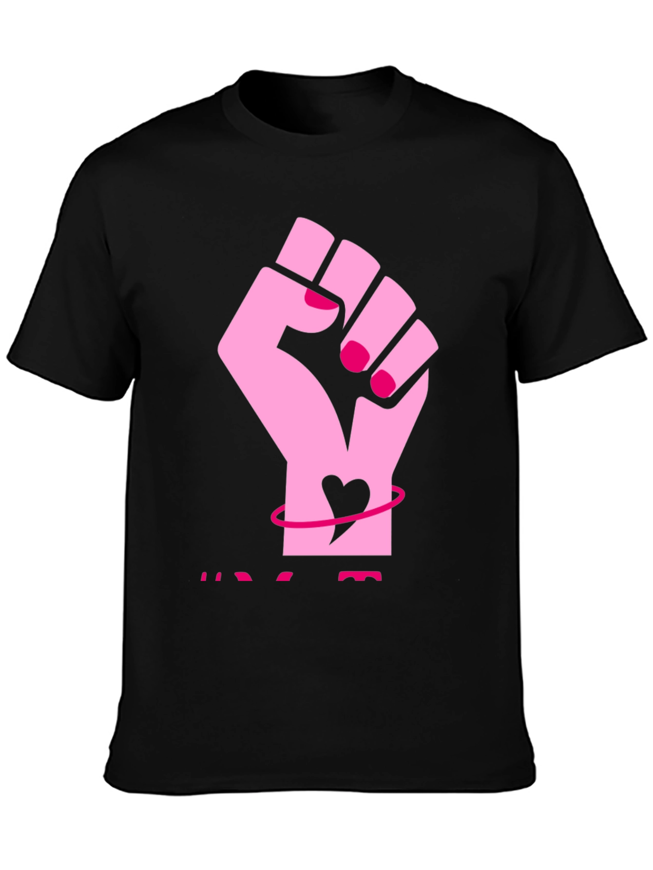 Feminist Fist Heart Graphic Tee - Black