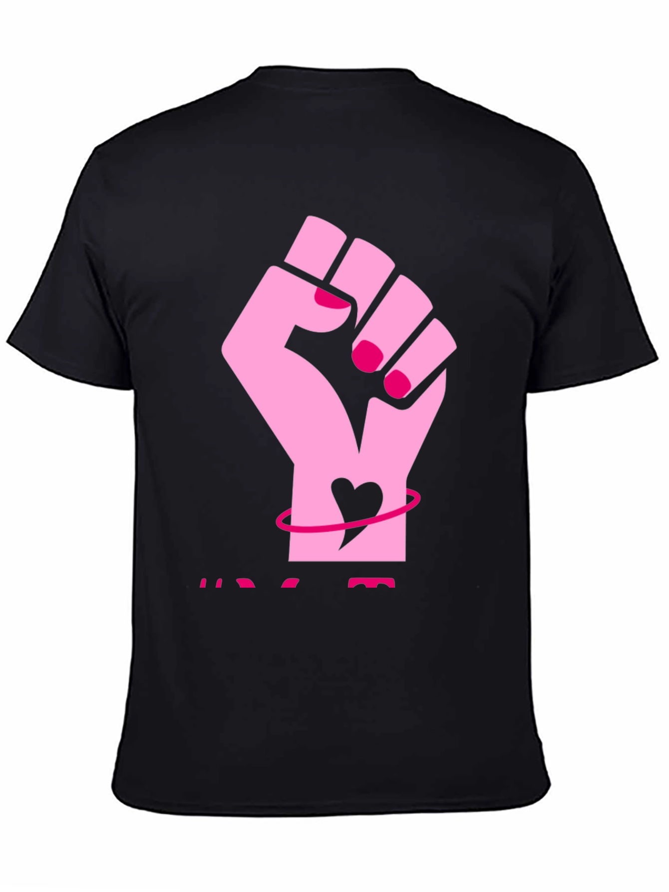 Feminist Fist Heart Graphic Tee - Black