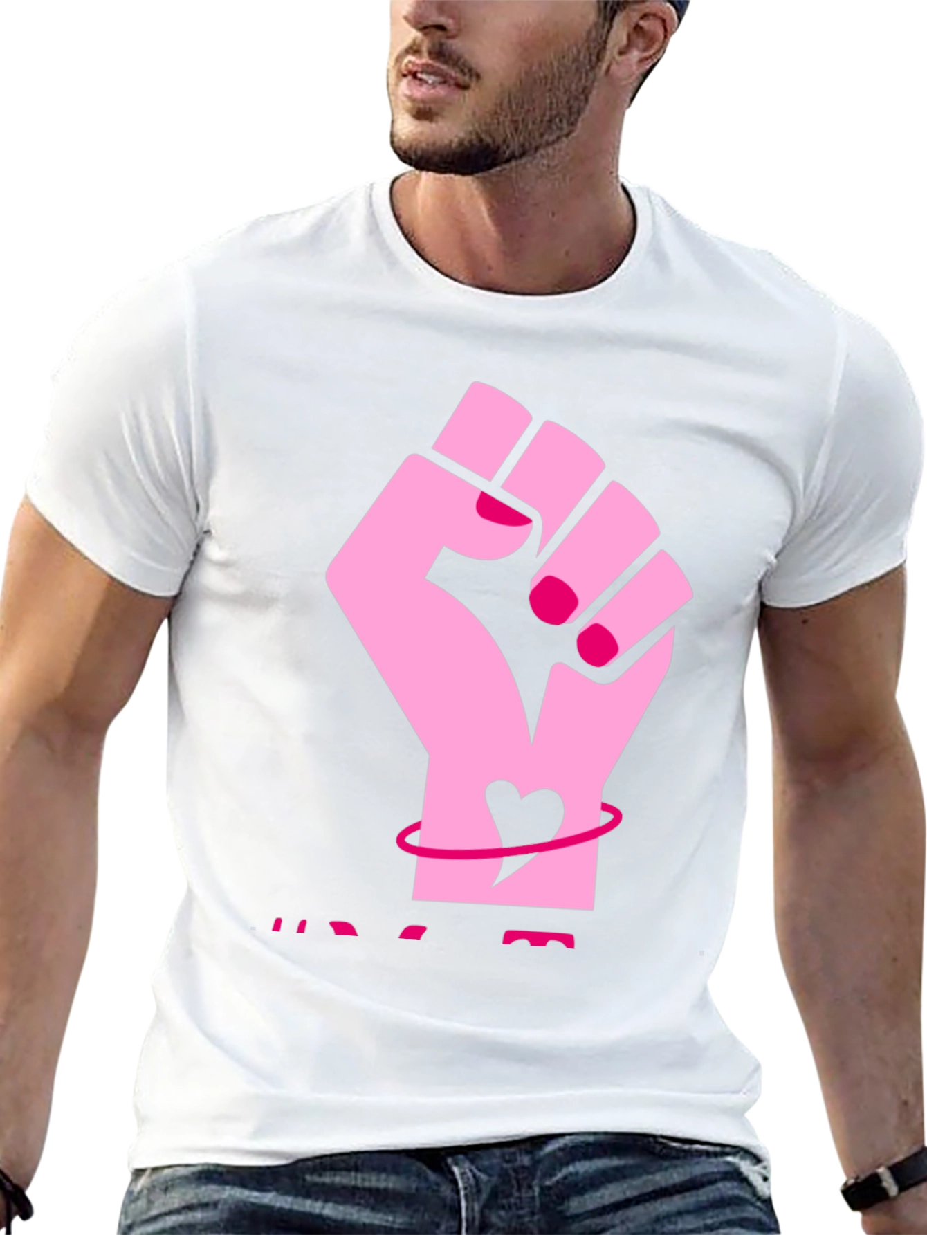 Feminist Fist Heart Graphic Tee - Black