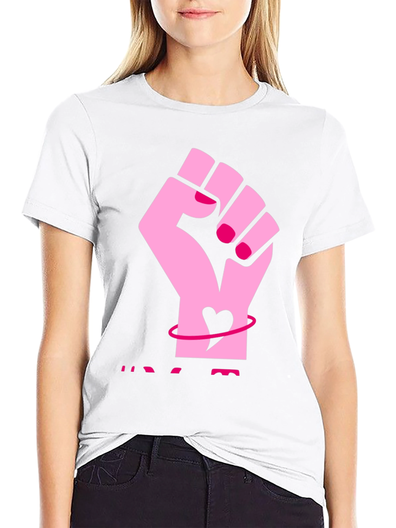 Feminist Fist Heart Graphic Tee - Black
