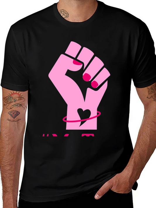 Feminist Fist Heart Graphic Tee - Black