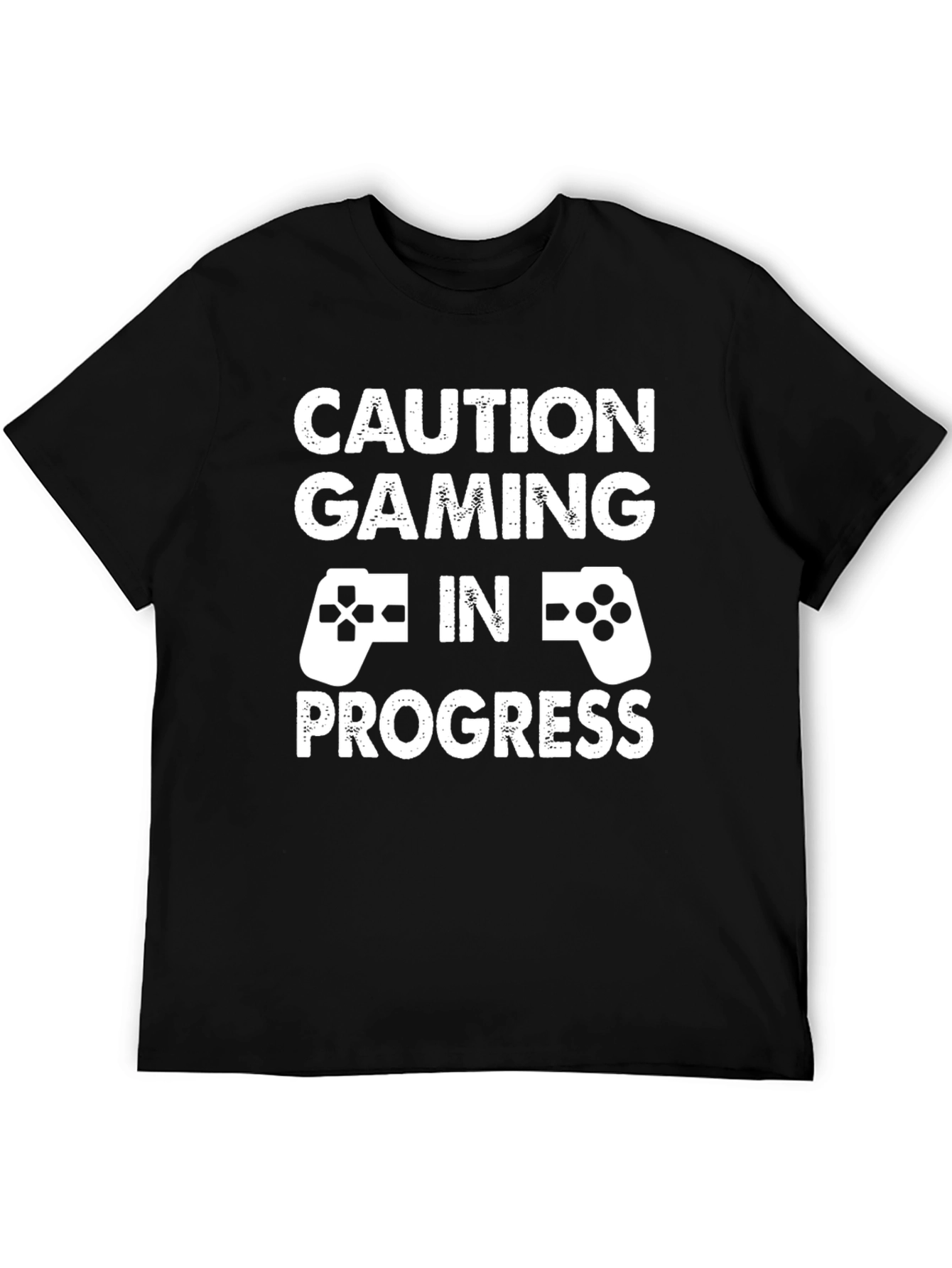 Caution Gaming In Progress Black T-Shirt