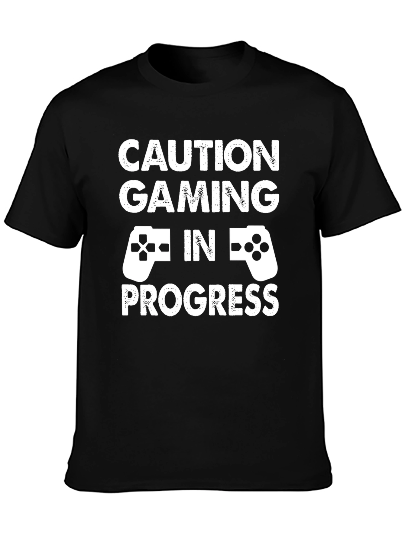 Caution Gaming In Progress Black T-Shirt