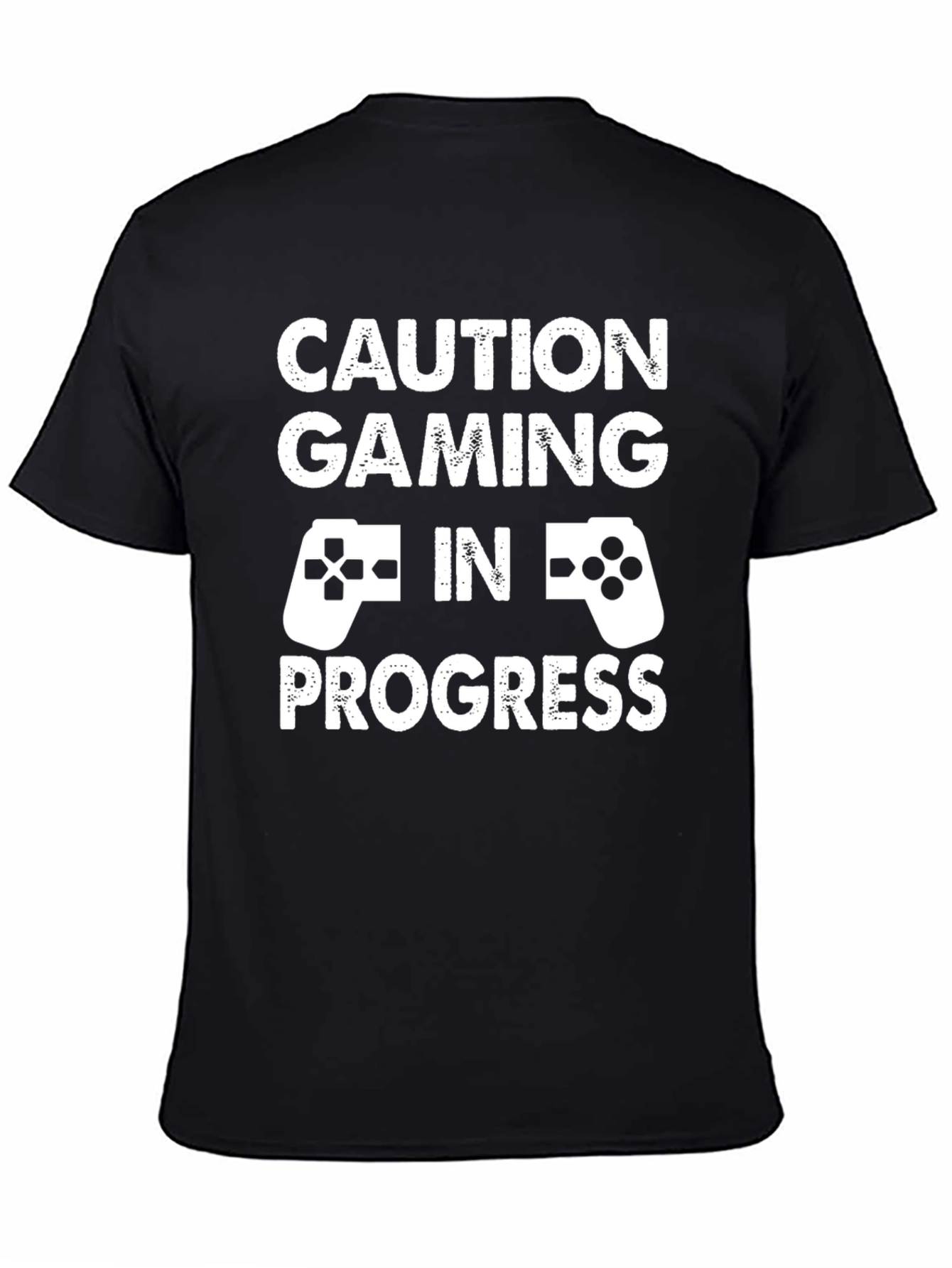 Caution Gaming In Progress Black T-Shirt