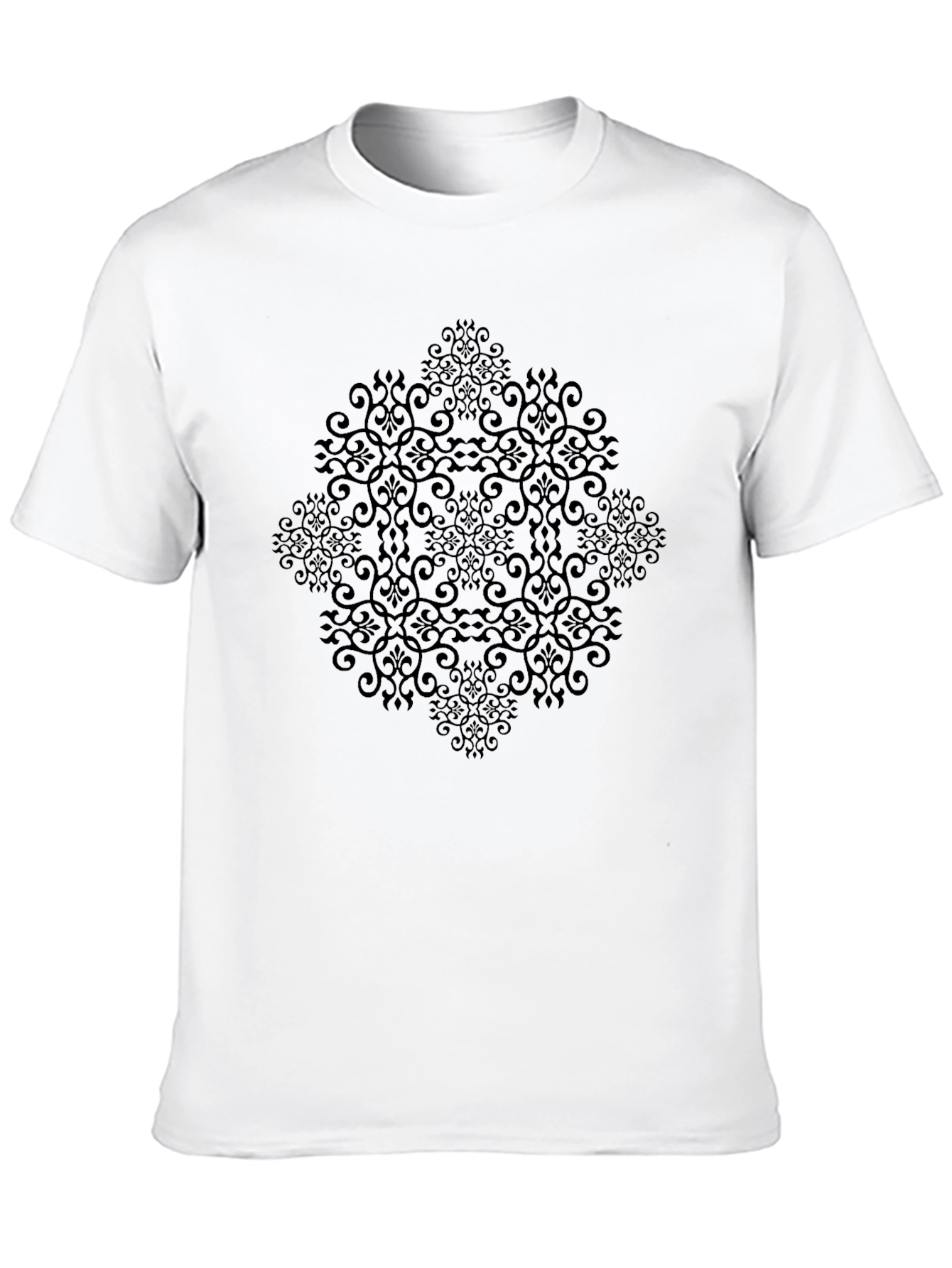 Elegant Black Patterned Crew Neck T-Shirt