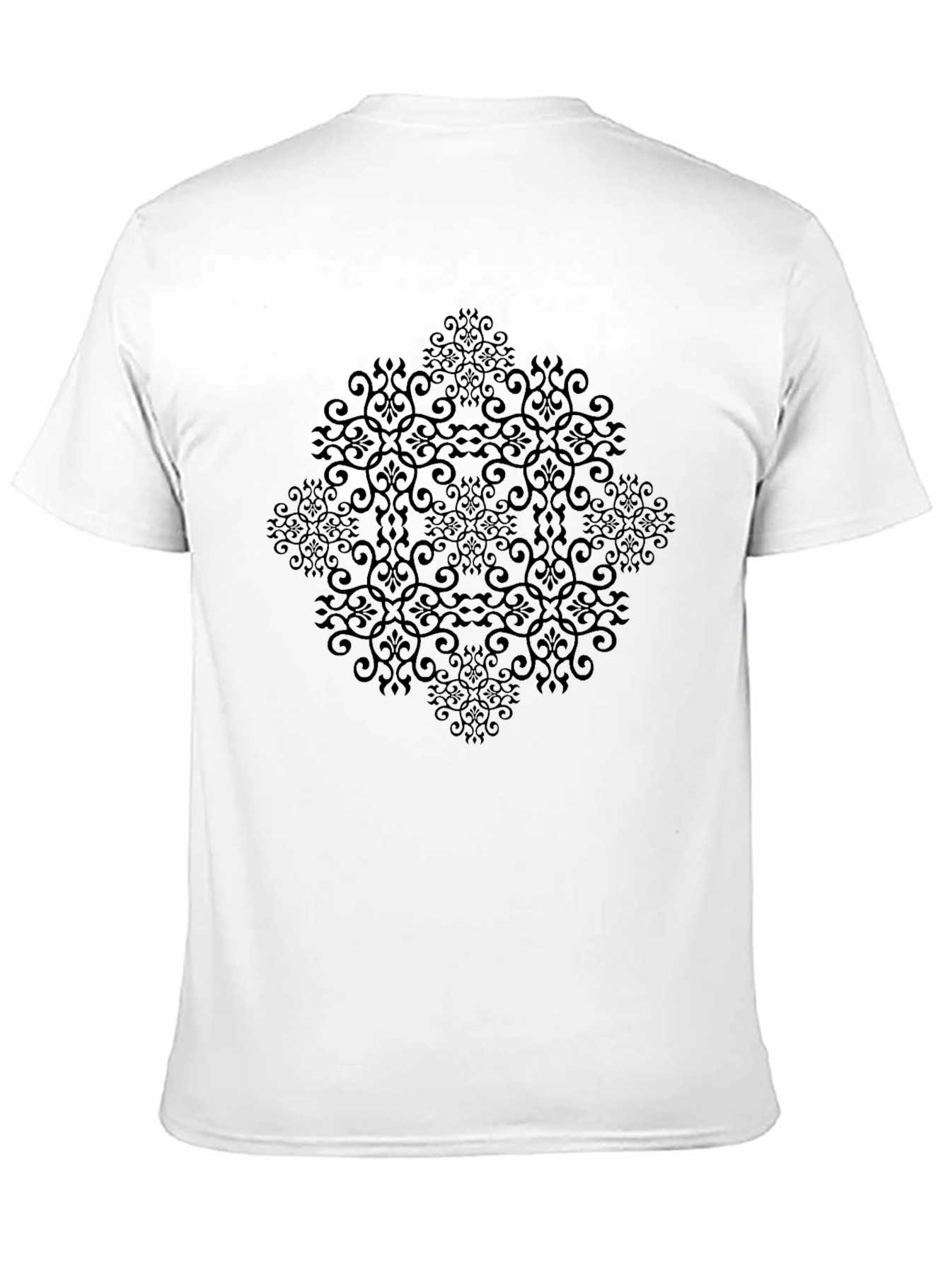 Elegant Black Patterned Crew Neck T-Shirt