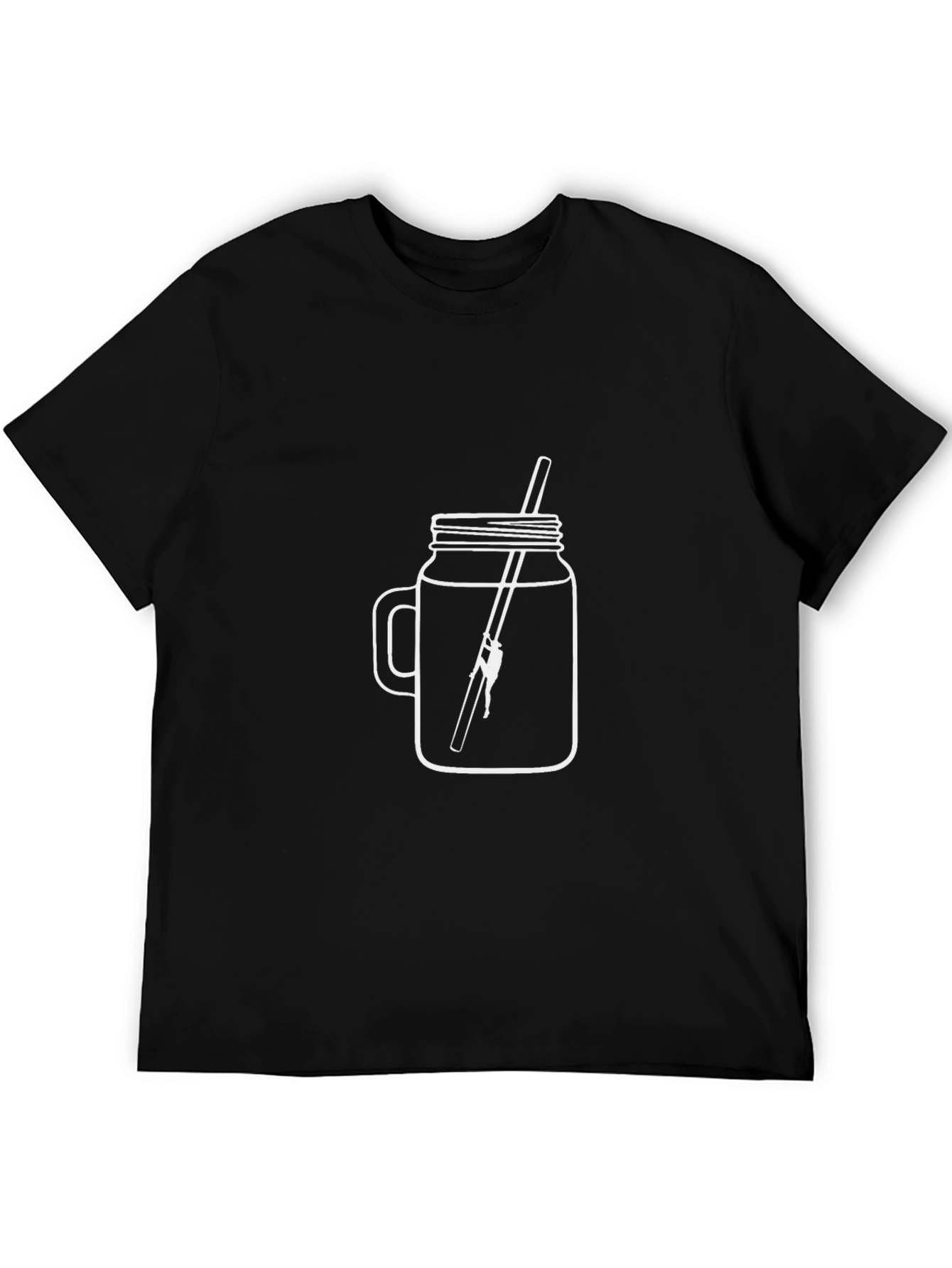Black T-Shirt With Mason Jar Fishing Graphic