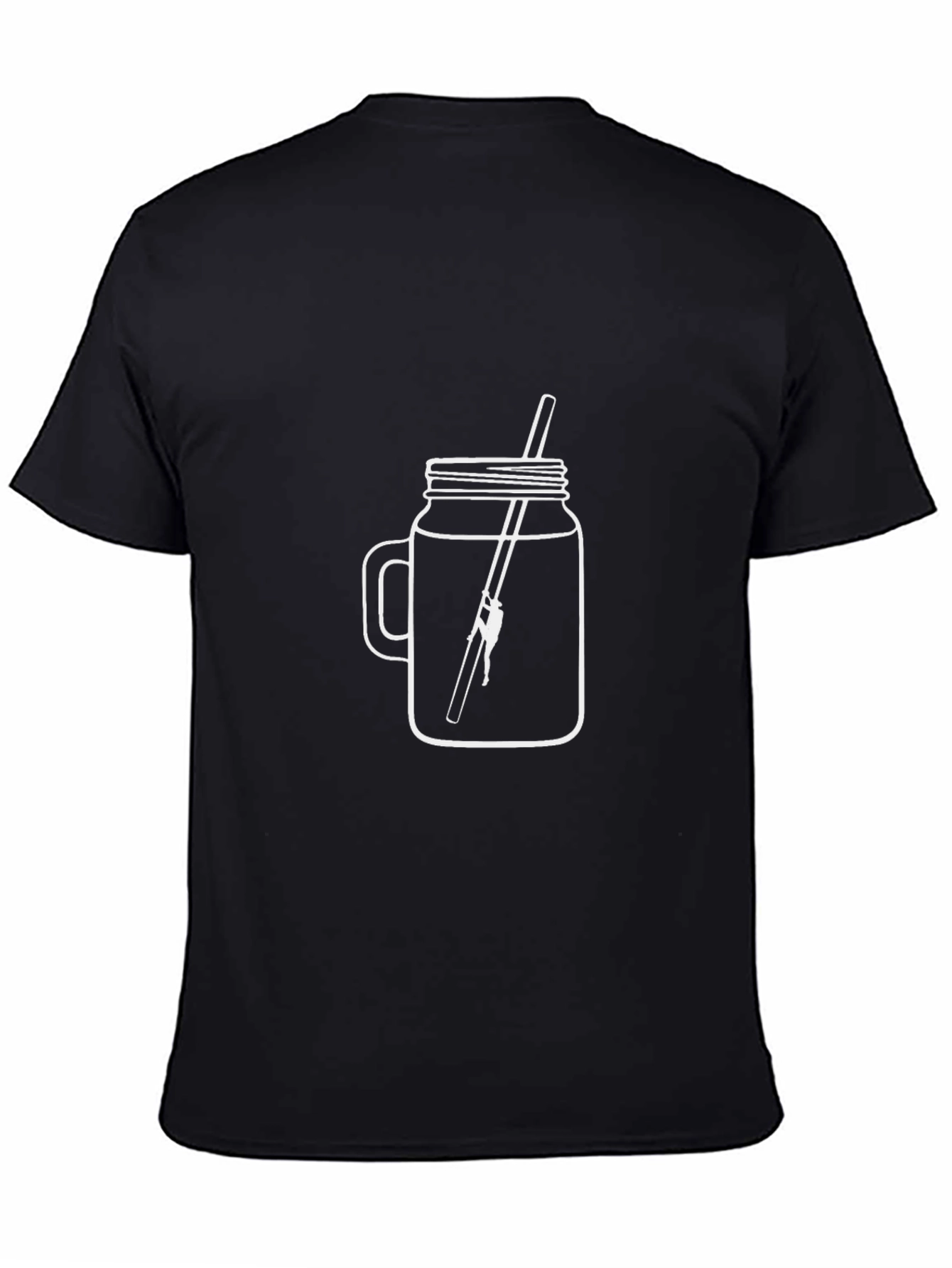 Black T-Shirt With Mason Jar Fishing Graphic