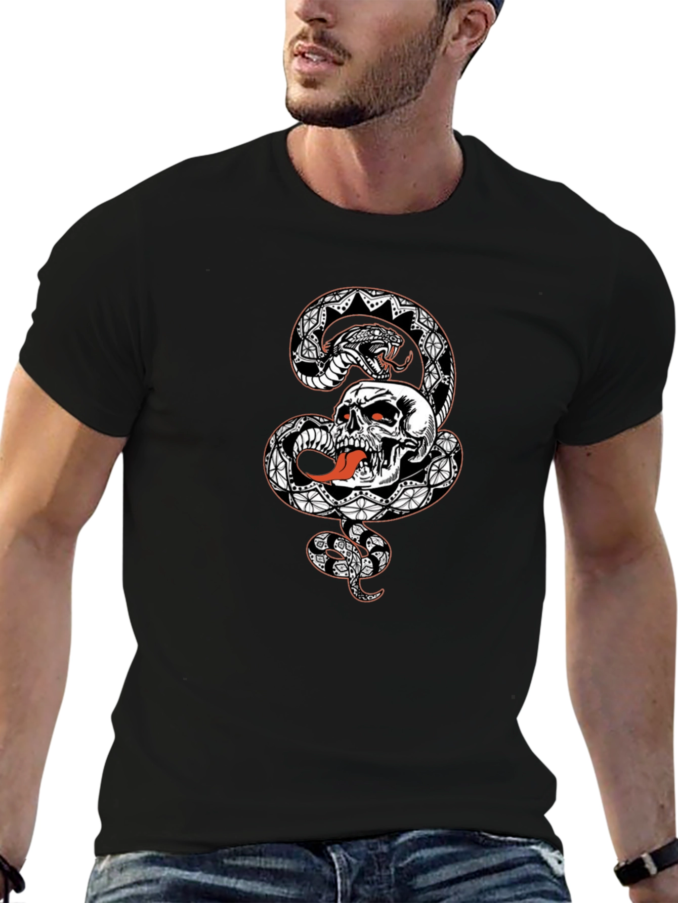 Skull & Snake Graphic Tee - Bold Style