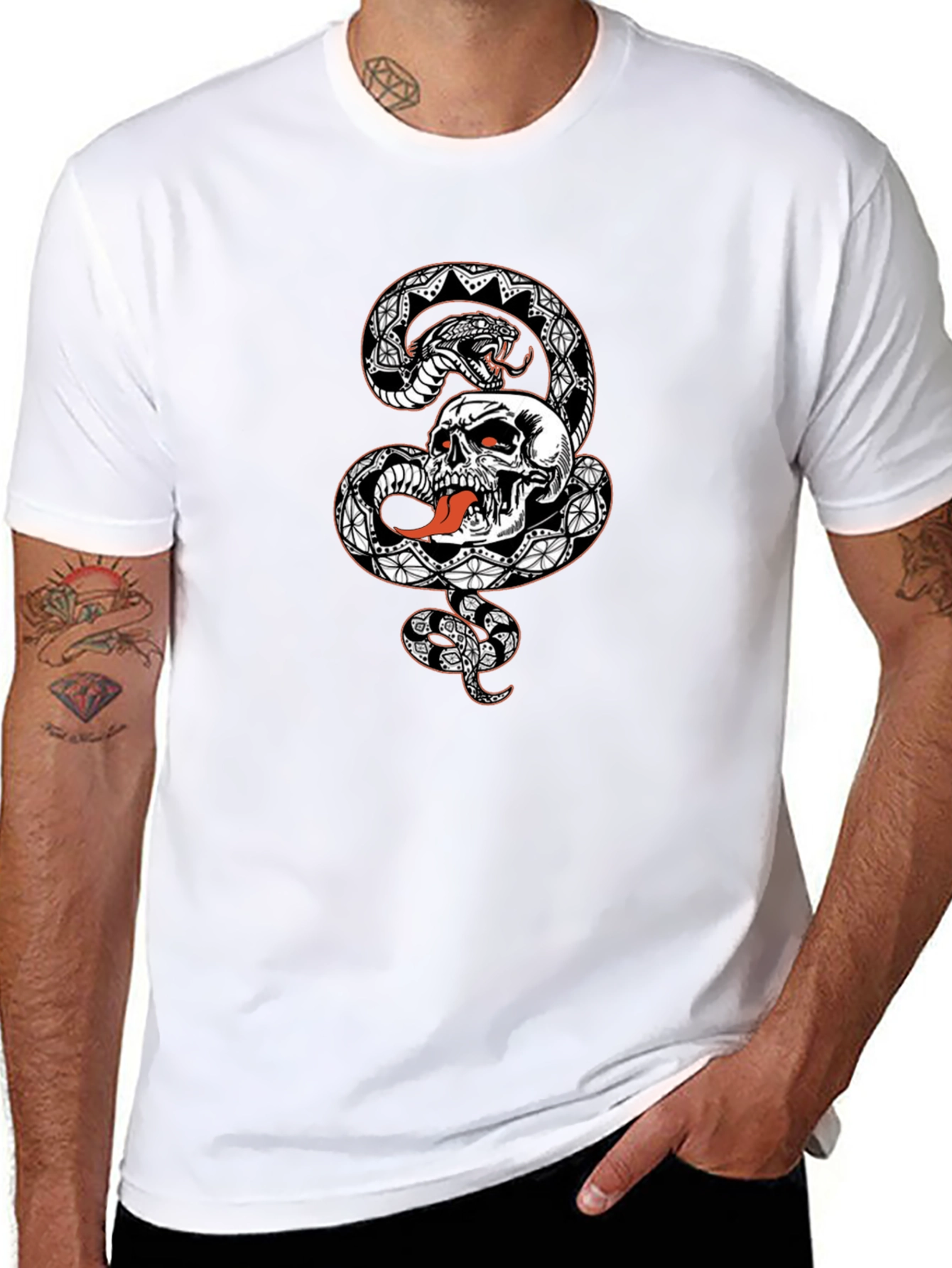 Skull & Snake Graphic Tee - Bold Style