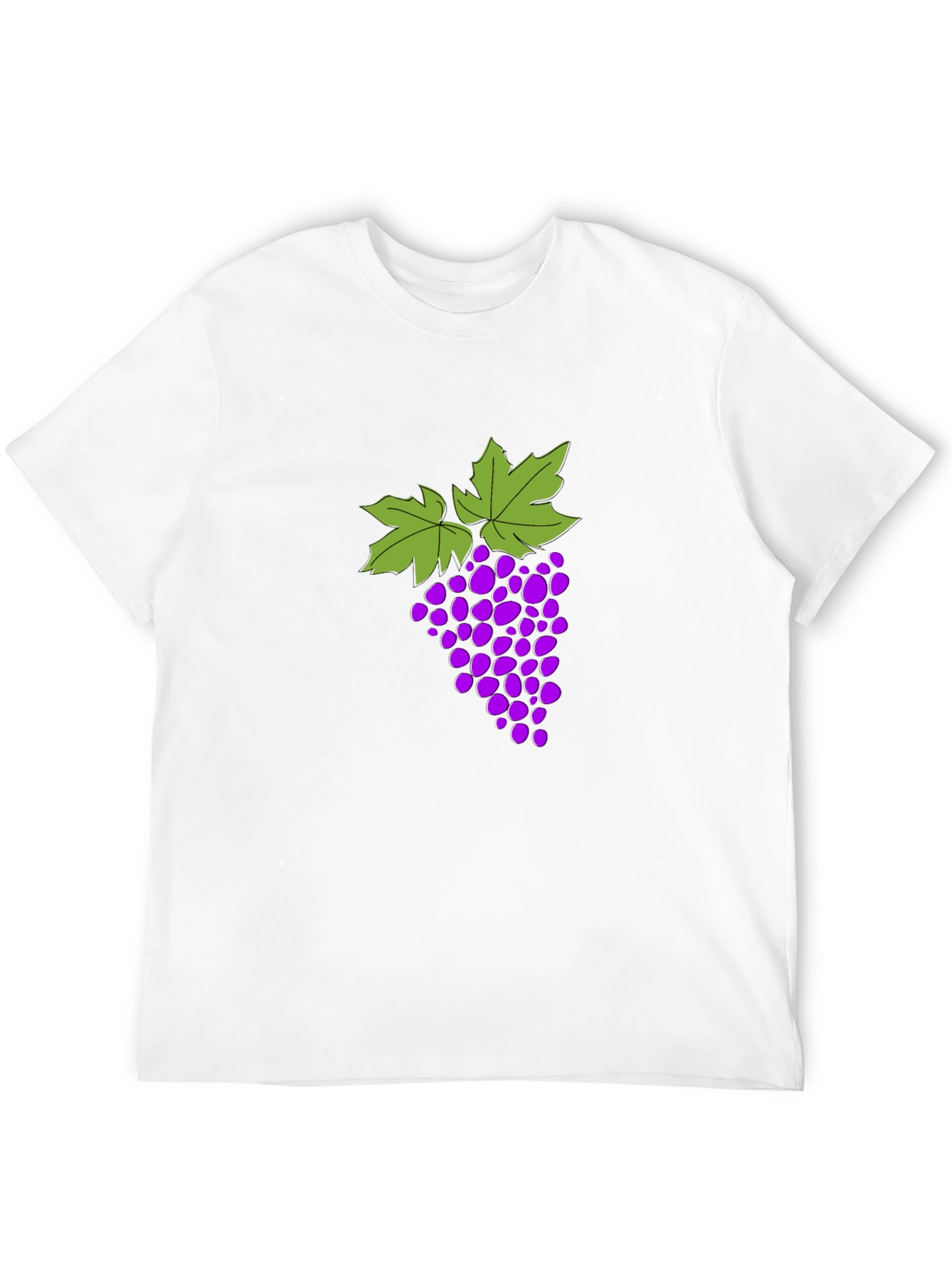 Grape Design T-Shirt - Black Cotton Blend Casual Wear