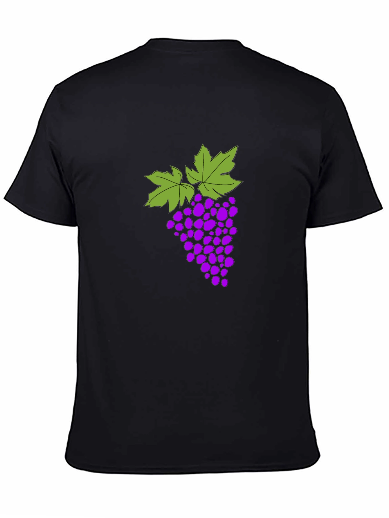 Grape Design T-Shirt - Black Cotton Blend Casual Wear