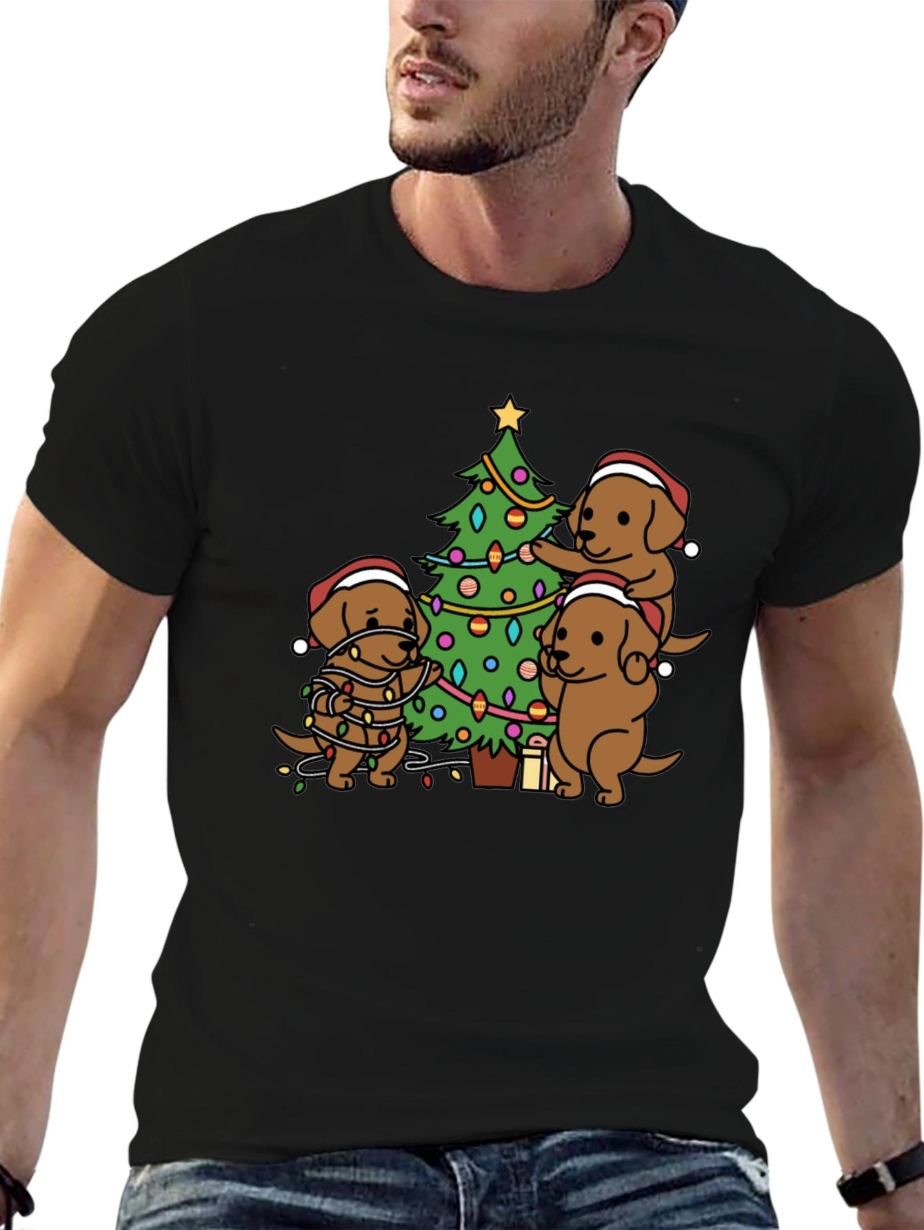 Festive Dog Christmas Tree T-Shirt