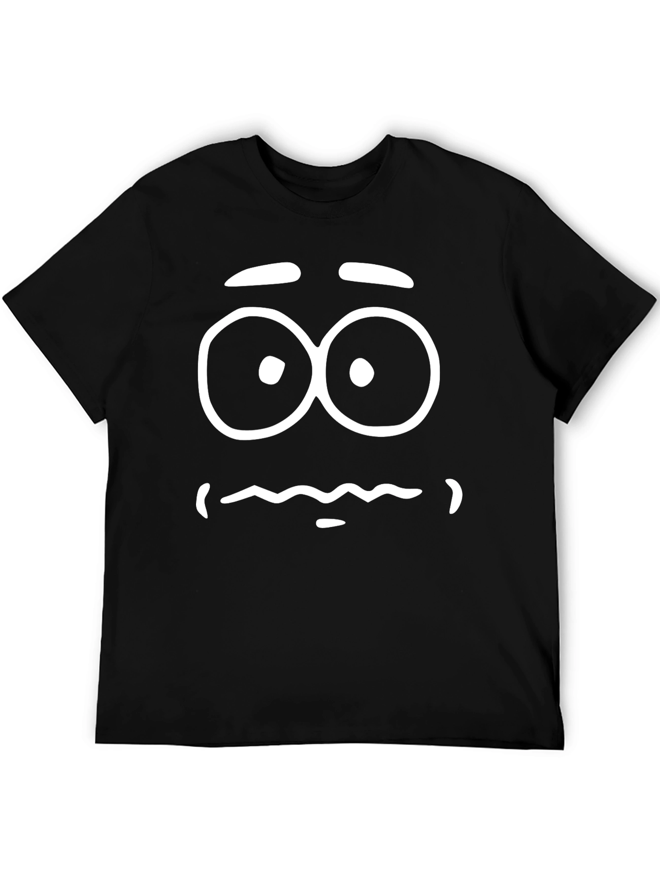 Funny Cartoon Face Graphic Tee - Black