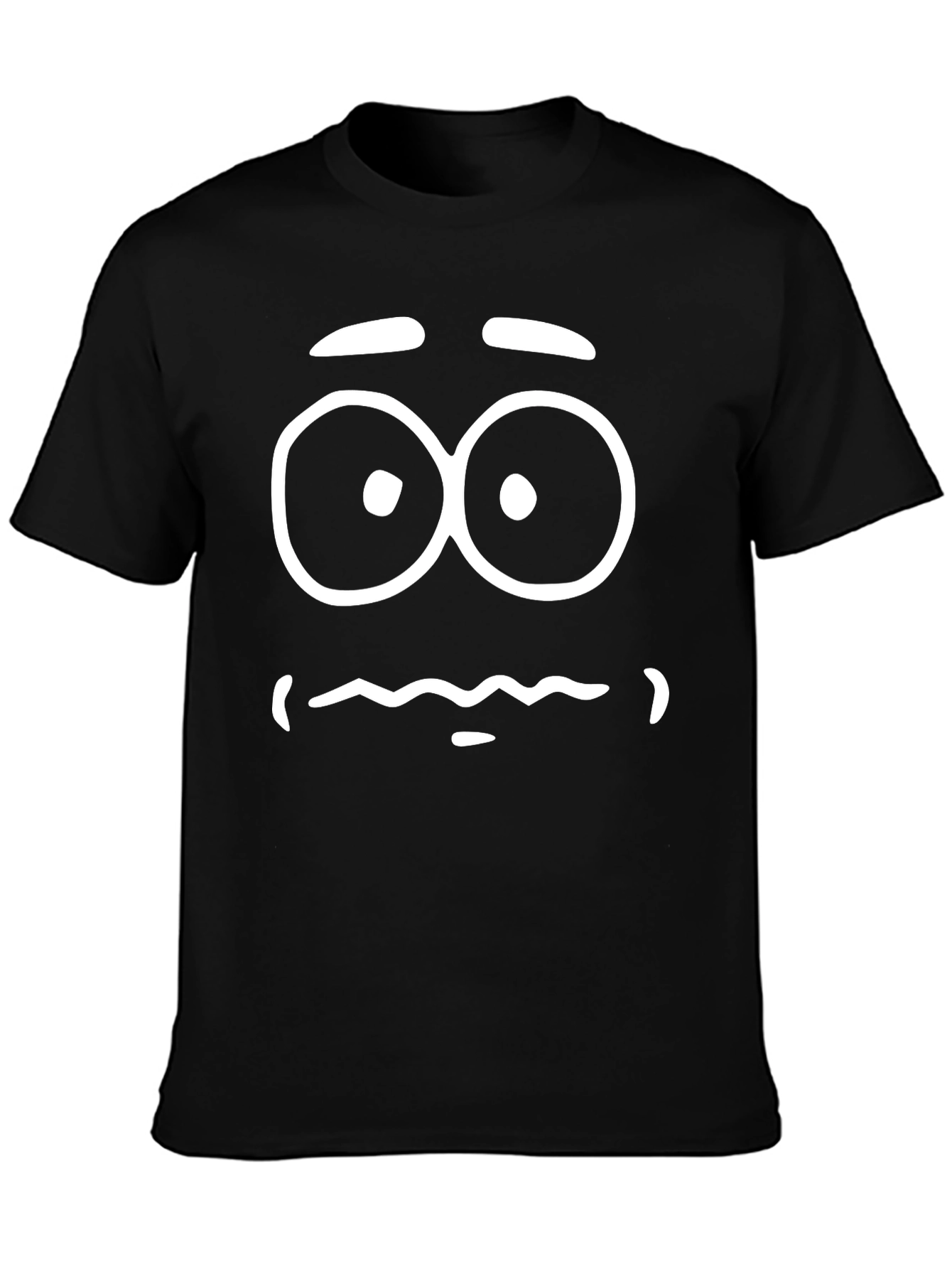 Funny Cartoon Face Graphic Tee - Black