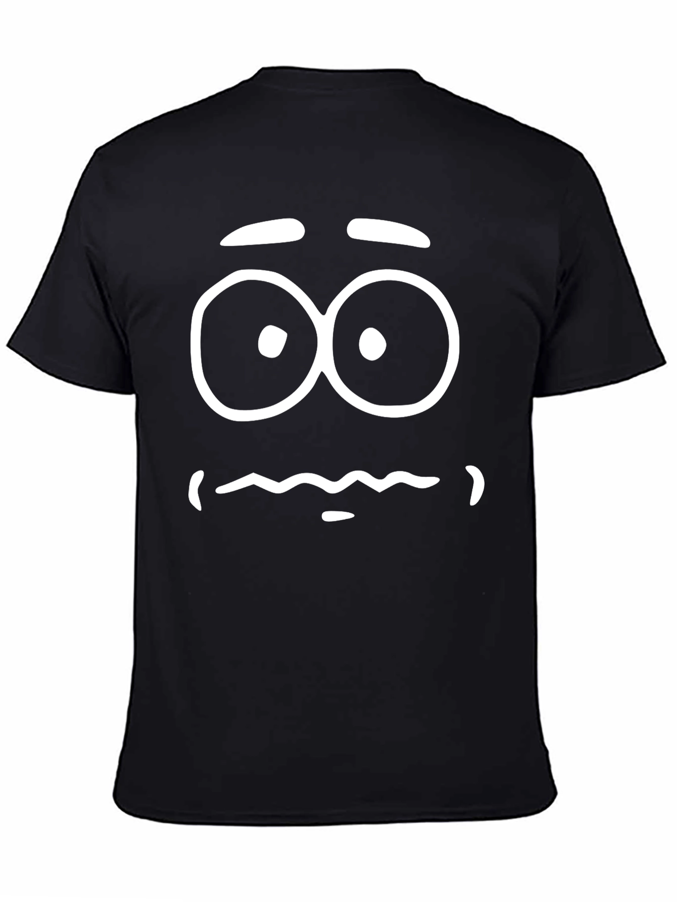 Funny Cartoon Face Graphic Tee - Black