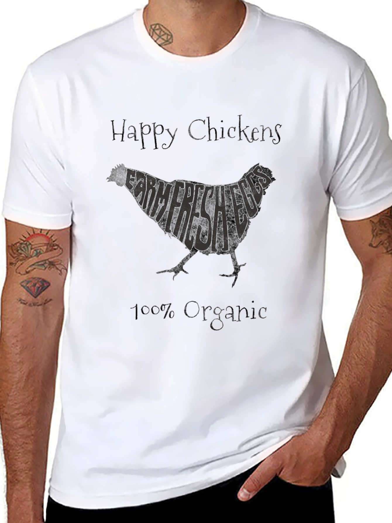 Happy Chickens Farm Fresh Eggs Organic T-Shirt