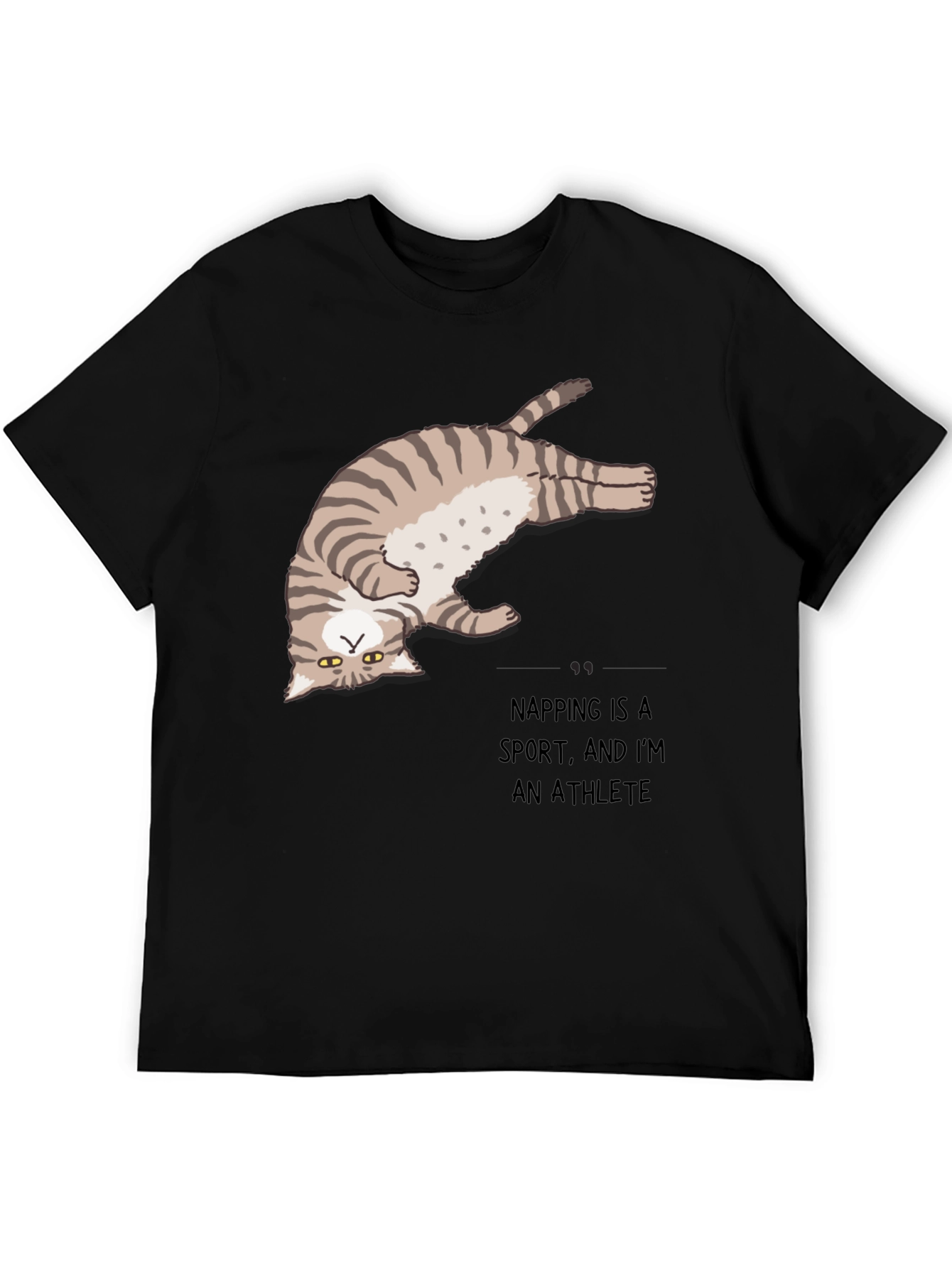 Funny Napping Cat T-Shirt - Athlete Design