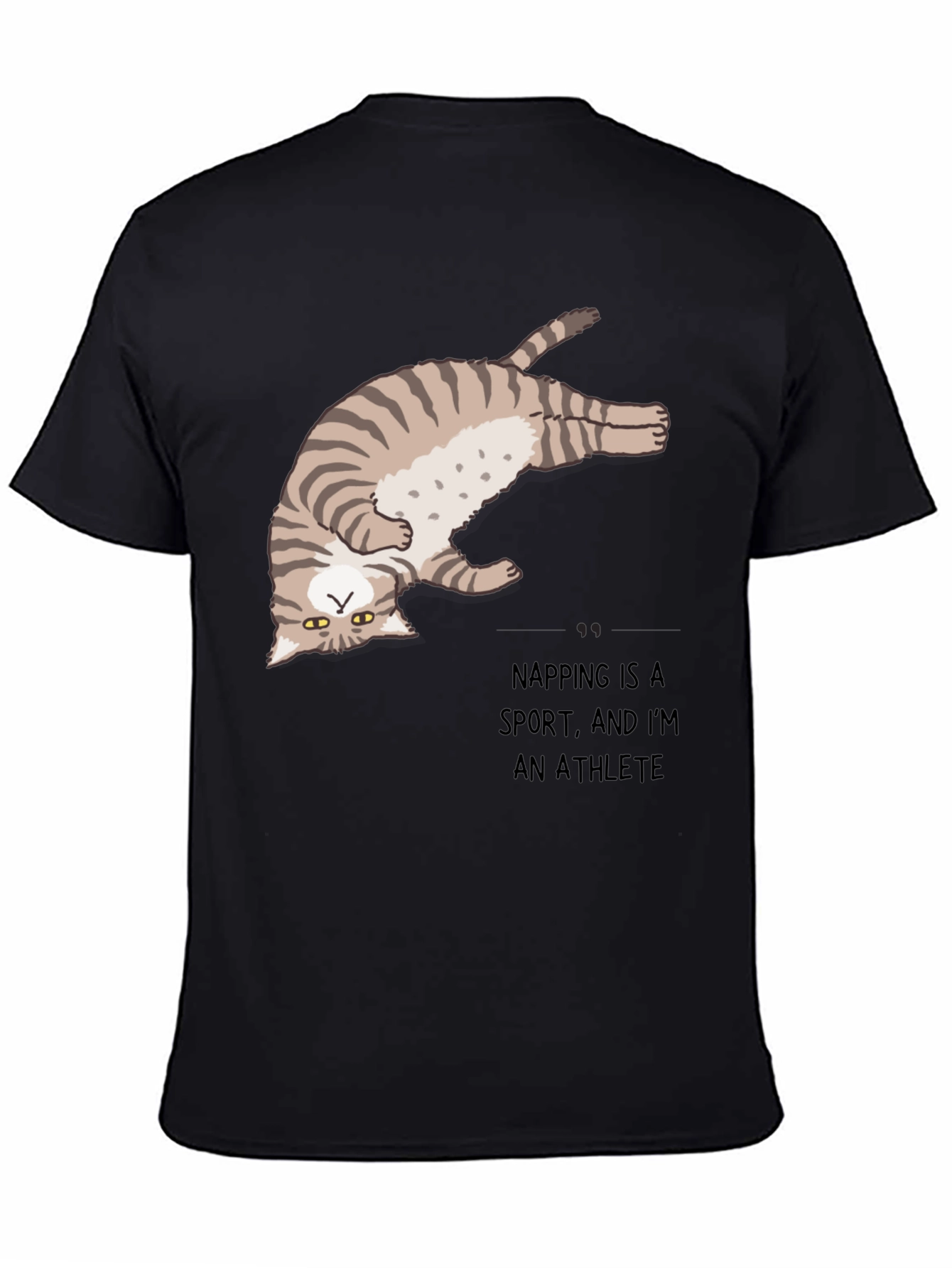 Funny Napping Cat T-Shirt - Athlete Design