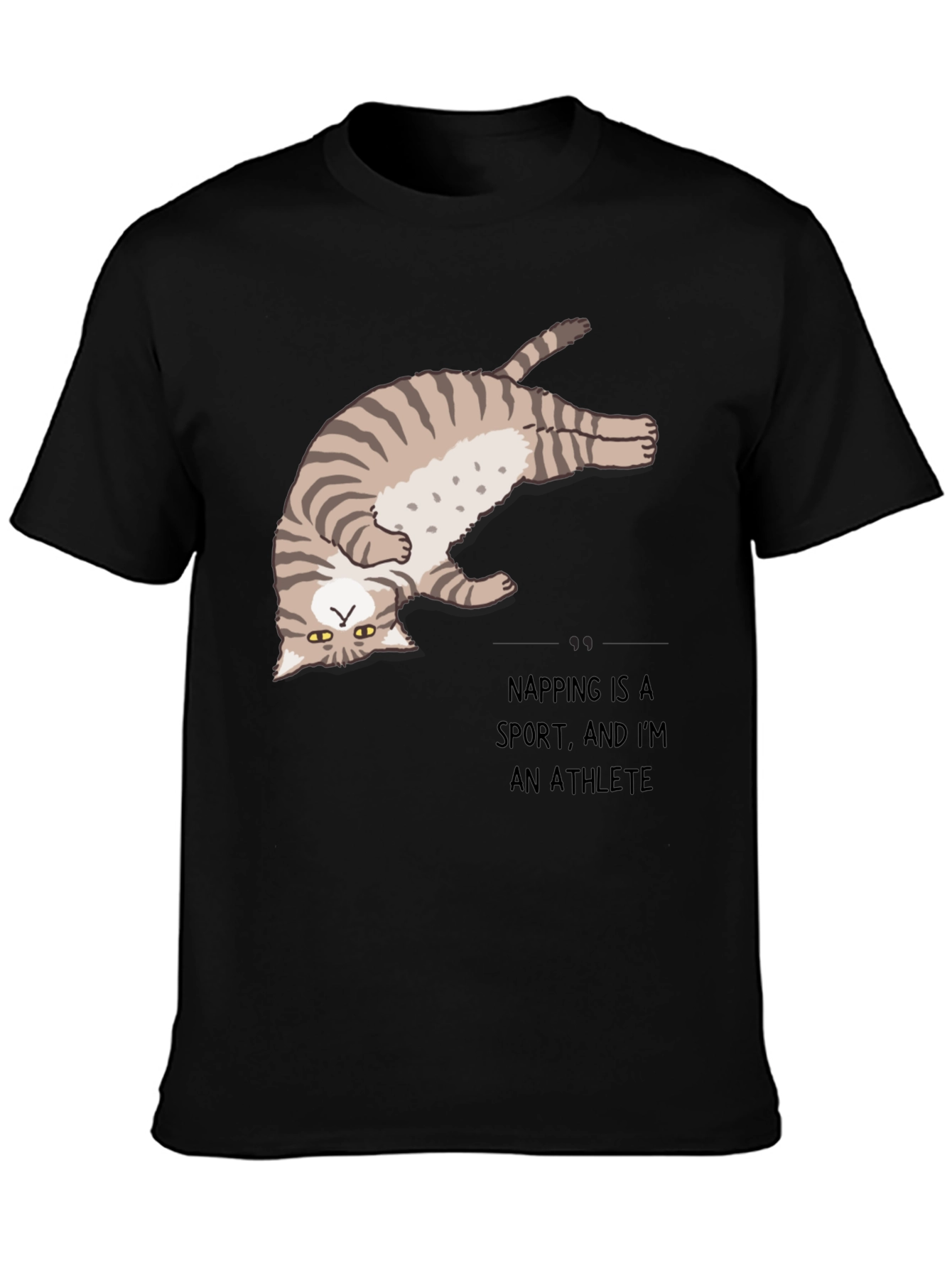 Funny Napping Cat T-Shirt - Athlete Design