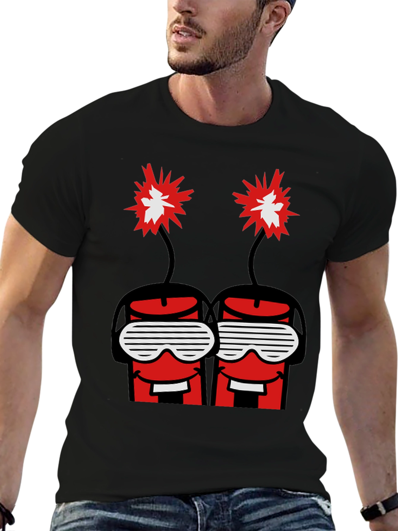 Dynamite Duo Graphic Tee - Black Cotton T-Shirt