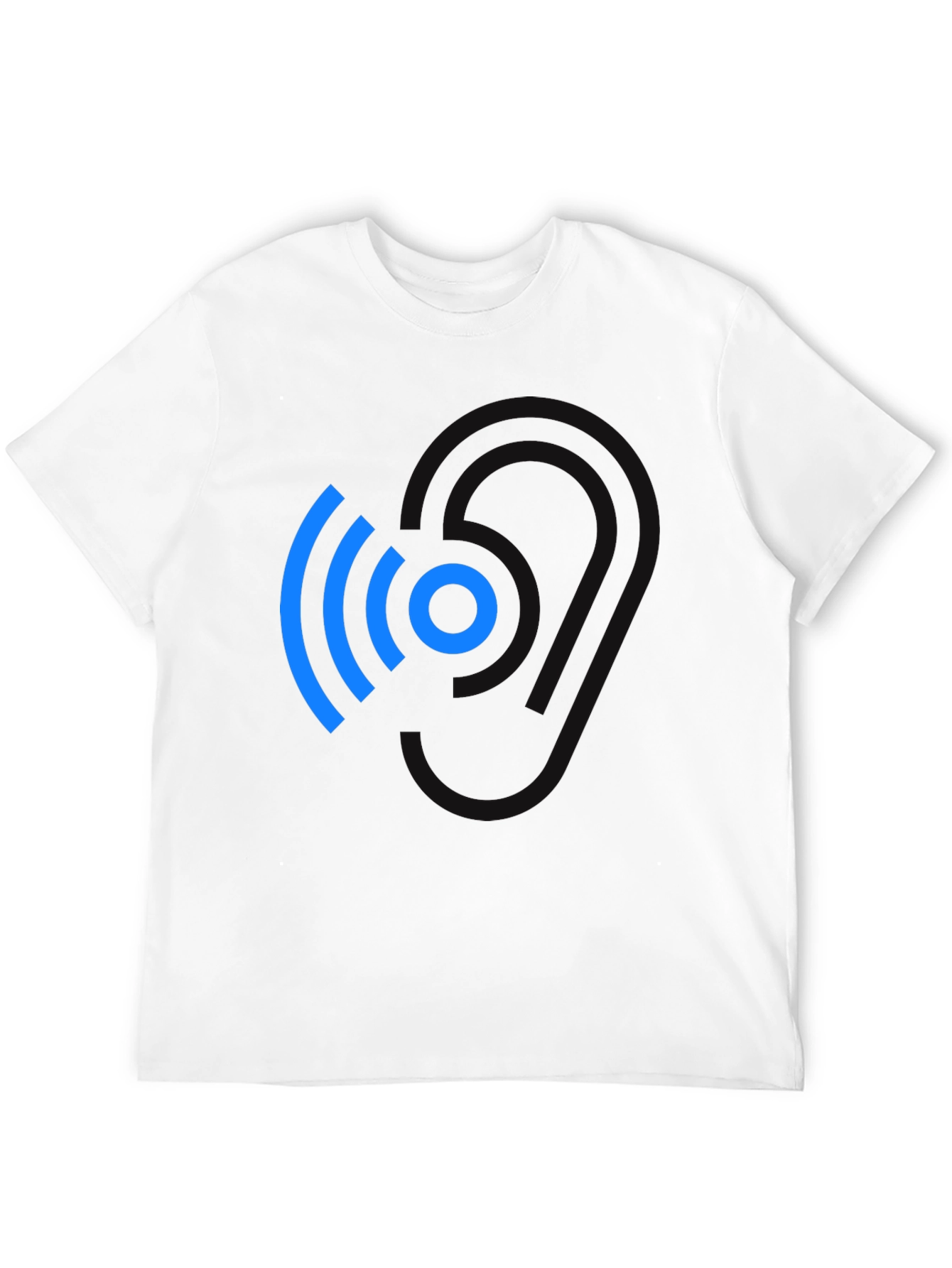 Modern Blue Wireless Signal Black T-Shirt