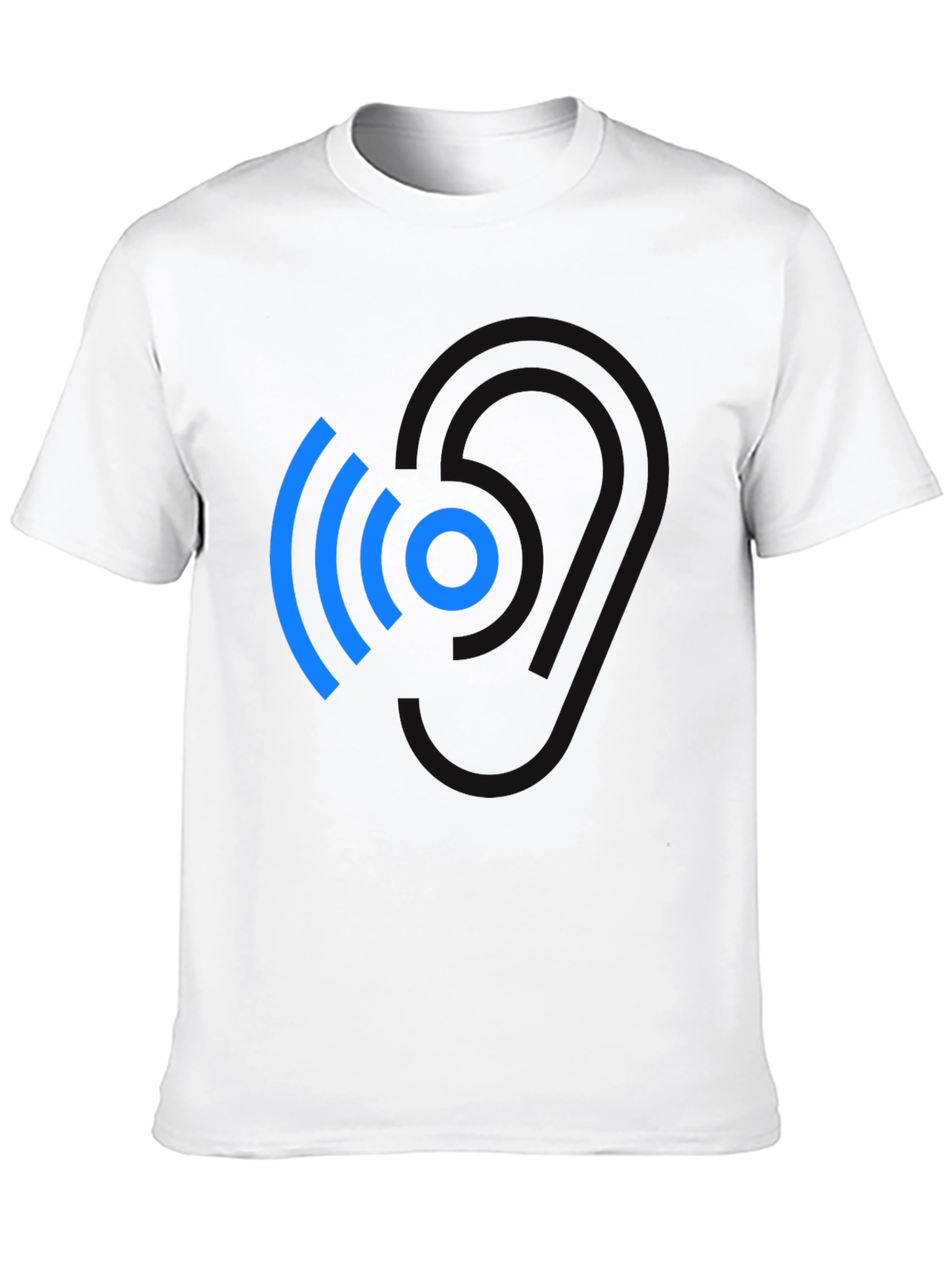 Modern Blue Wireless Signal Black T-Shirt