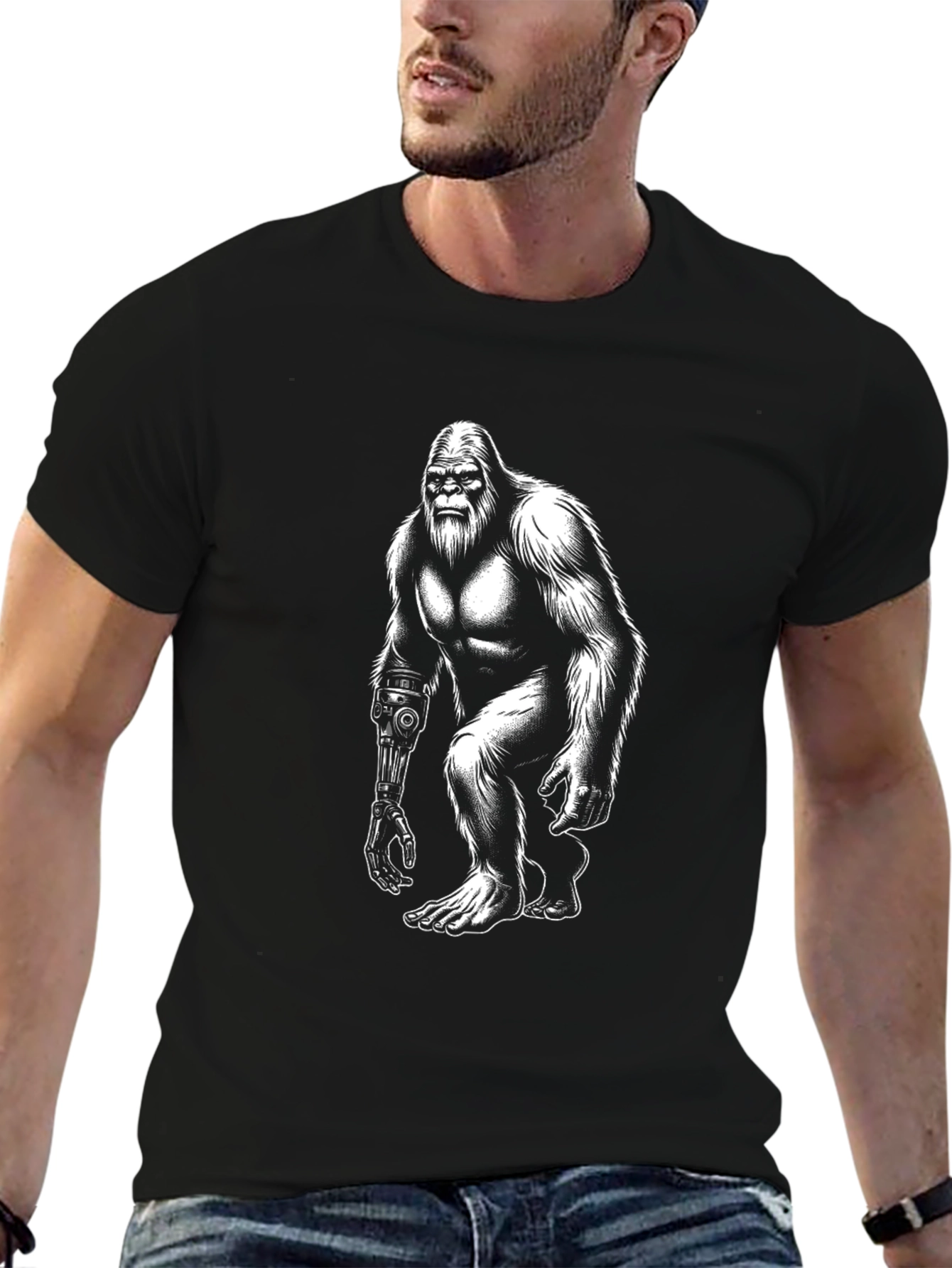 Cyborg Bigfoot Graphic Tee - Black