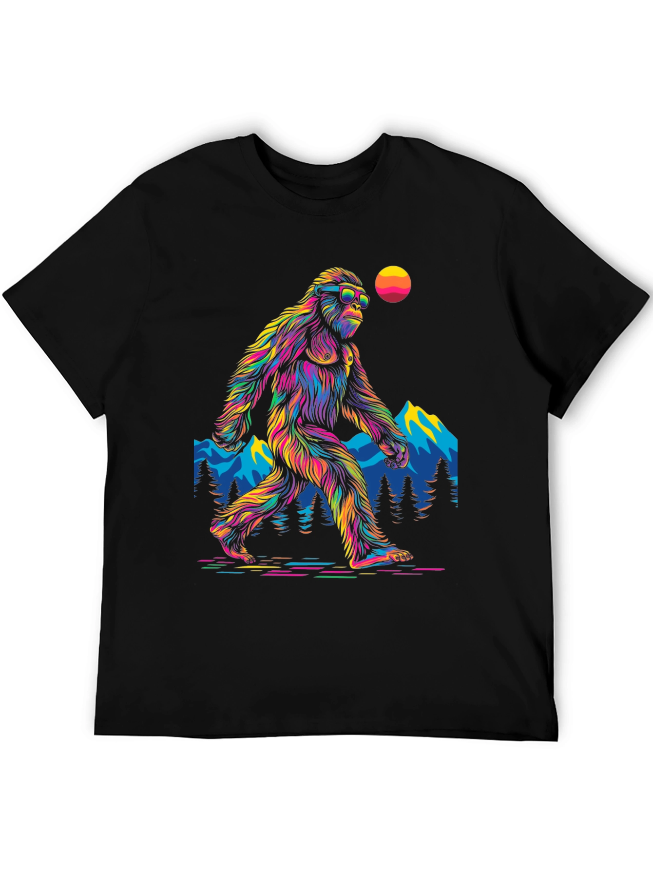 Bigfoot T-Shirt: Rainbow Sasquatch Design