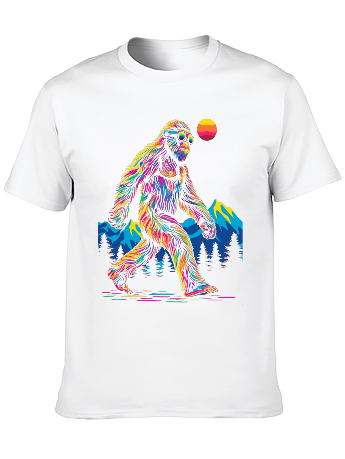 Bigfoot T-Shirt: Rainbow Sasquatch Design