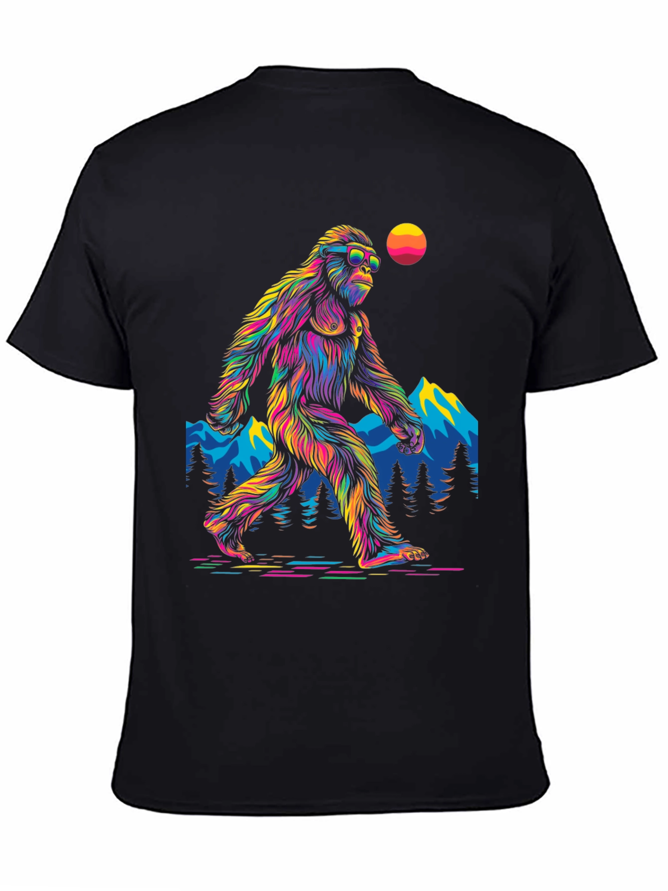 Bigfoot T-Shirt: Rainbow Sasquatch Design