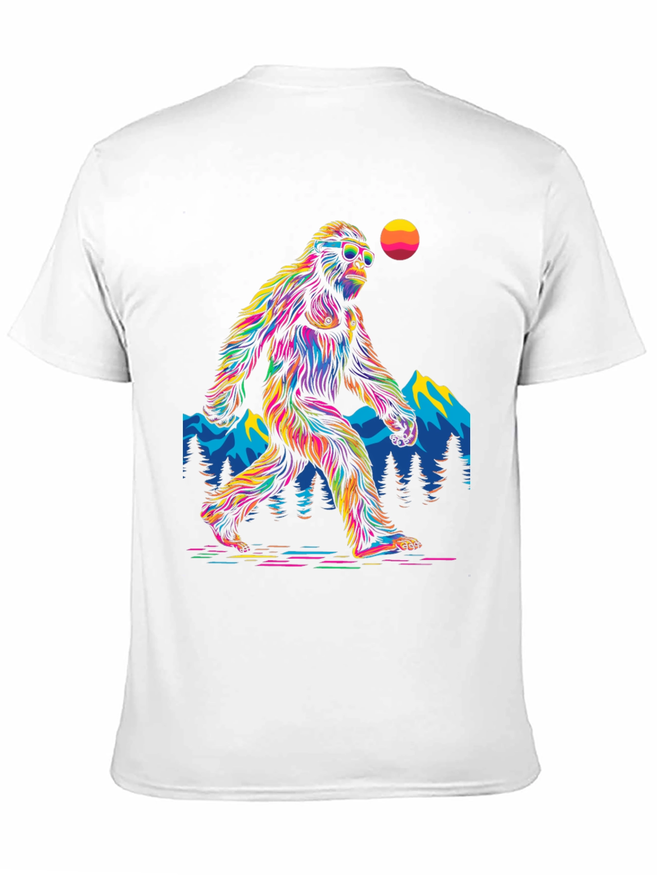 Bigfoot T-Shirt: Rainbow Sasquatch Design