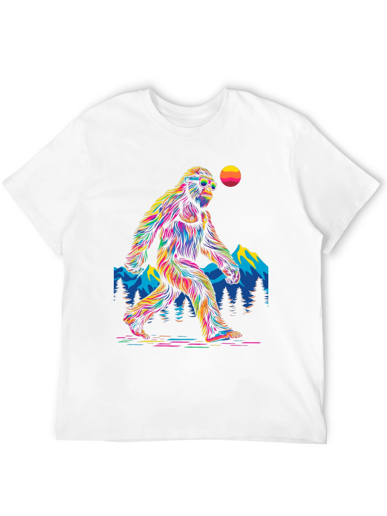 Bigfoot T-Shirt: Rainbow Sasquatch Design