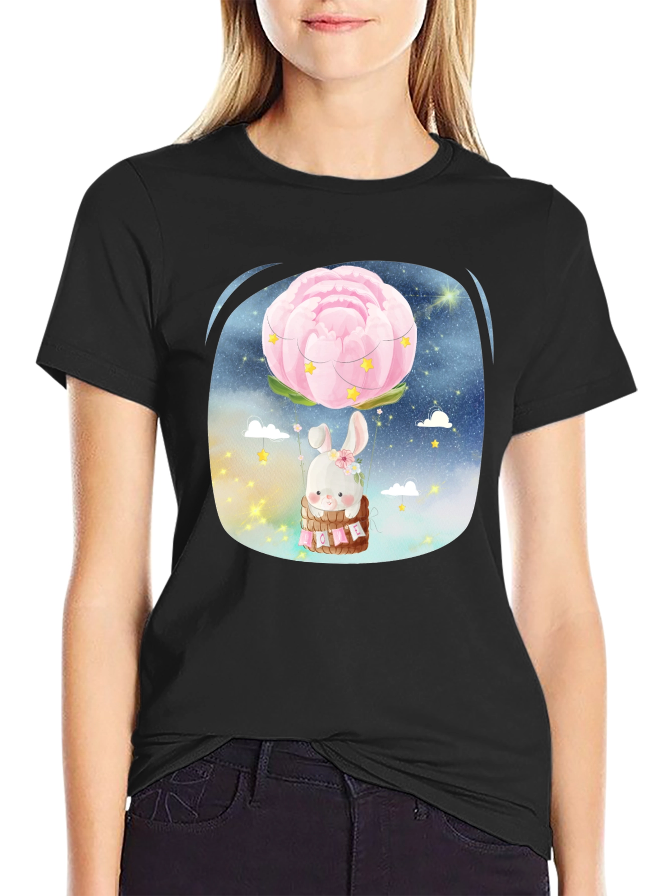 Cute Bunny Flower Balloon T-Shirt