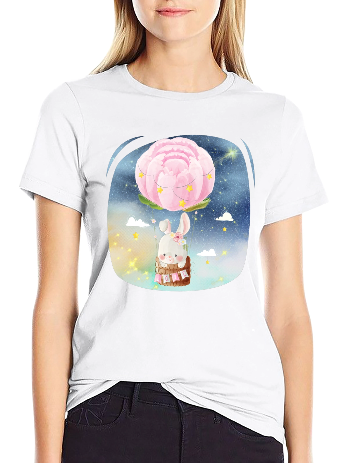 Cute Bunny Flower Balloon T-Shirt