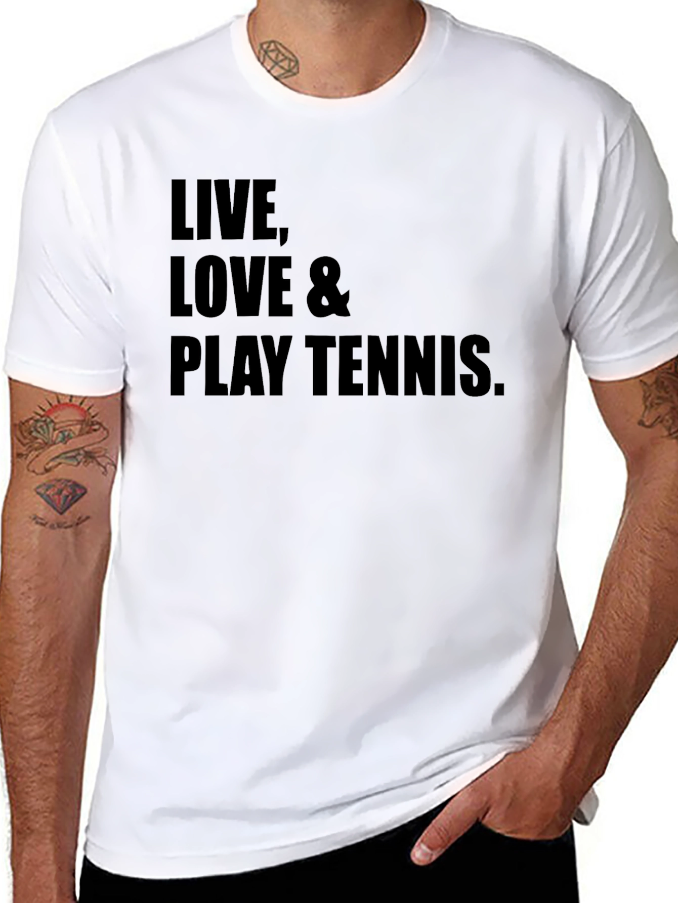 Live Love & Play Tennis Graphic Tee - Black