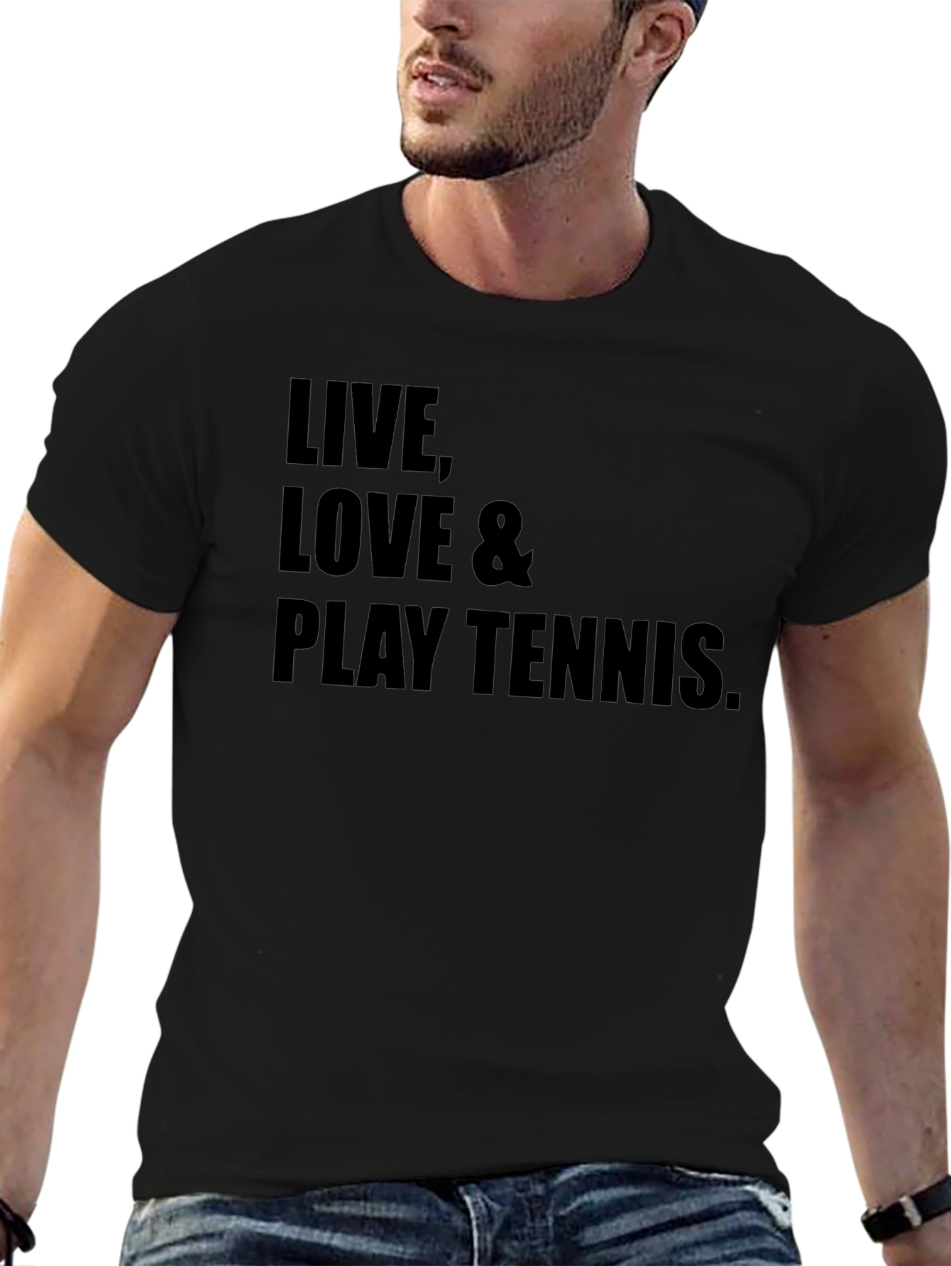 Live Love & Play Tennis Graphic Tee - Black