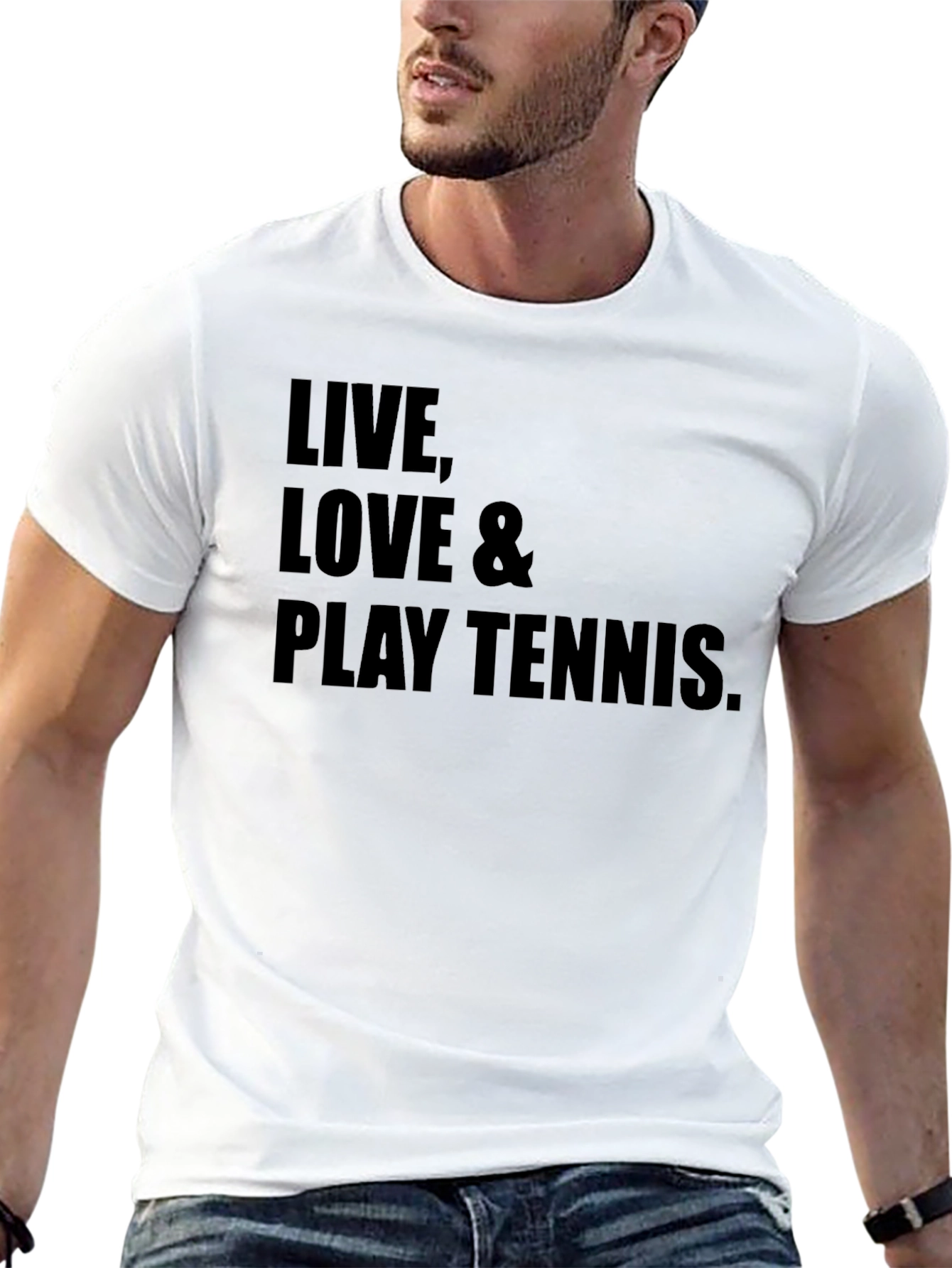 Live Love & Play Tennis Graphic Tee - Black