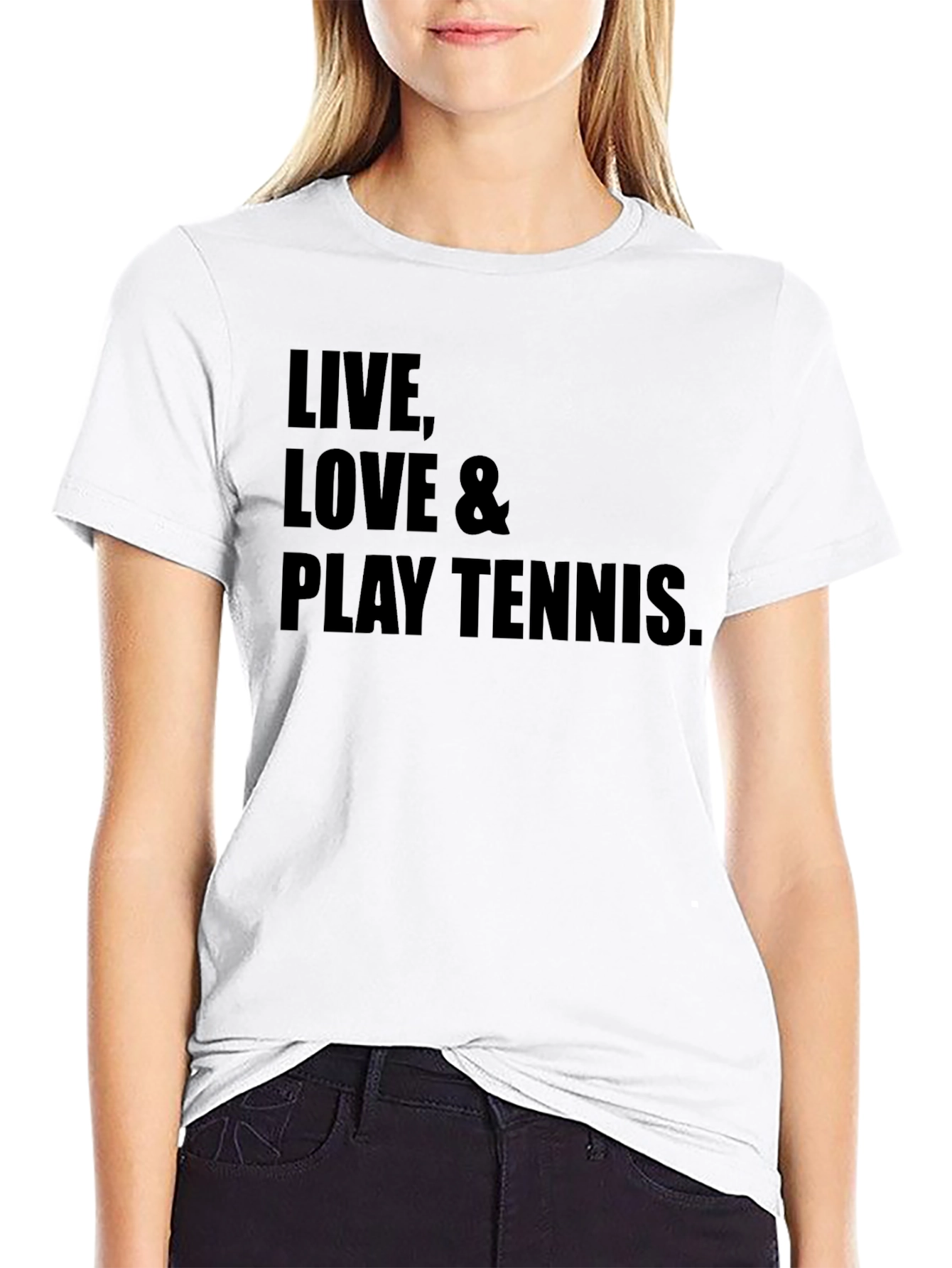Live Love & Play Tennis Graphic Tee - Black