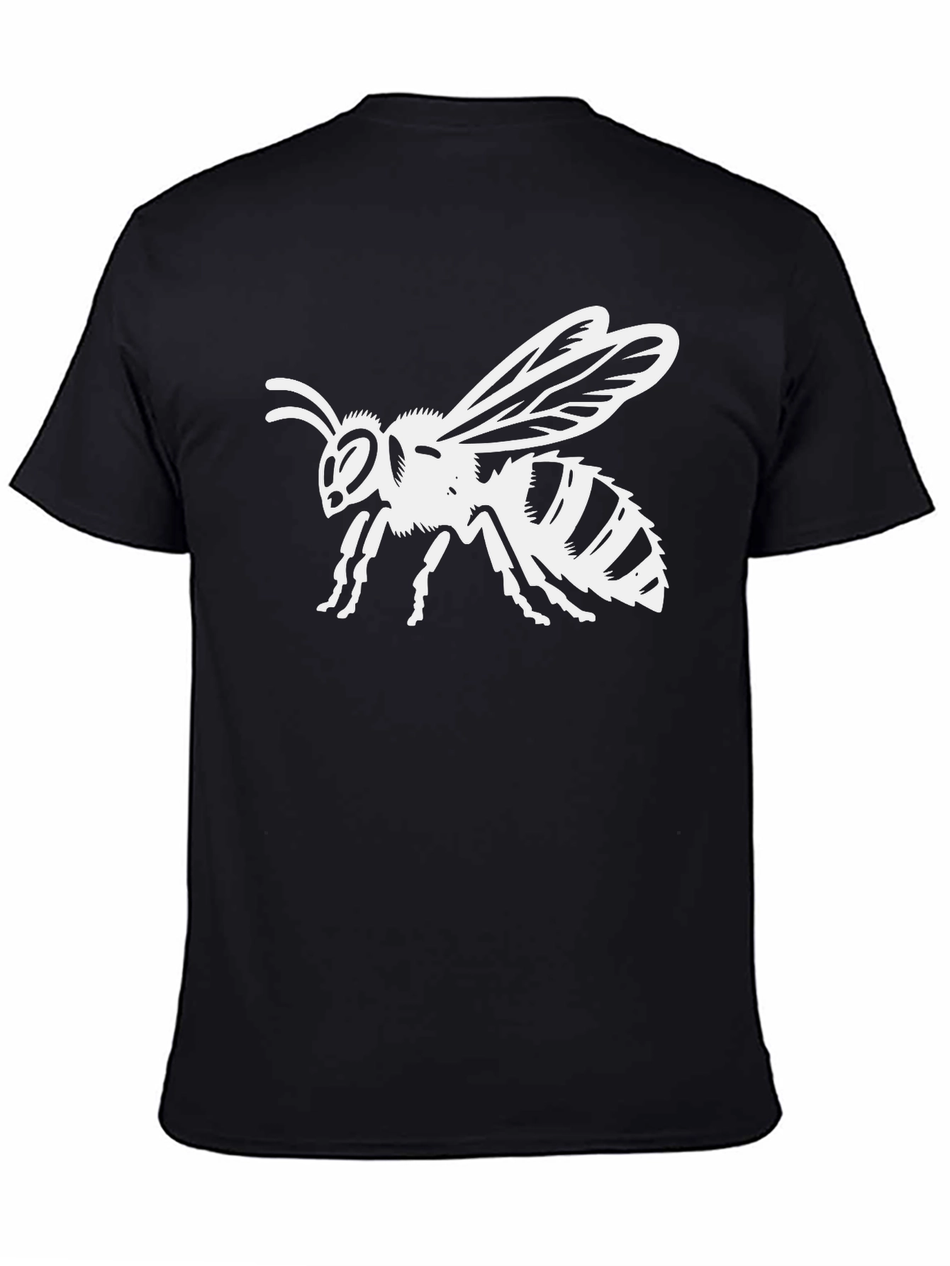 Mens Black T-Shirt with White Bee Graphic