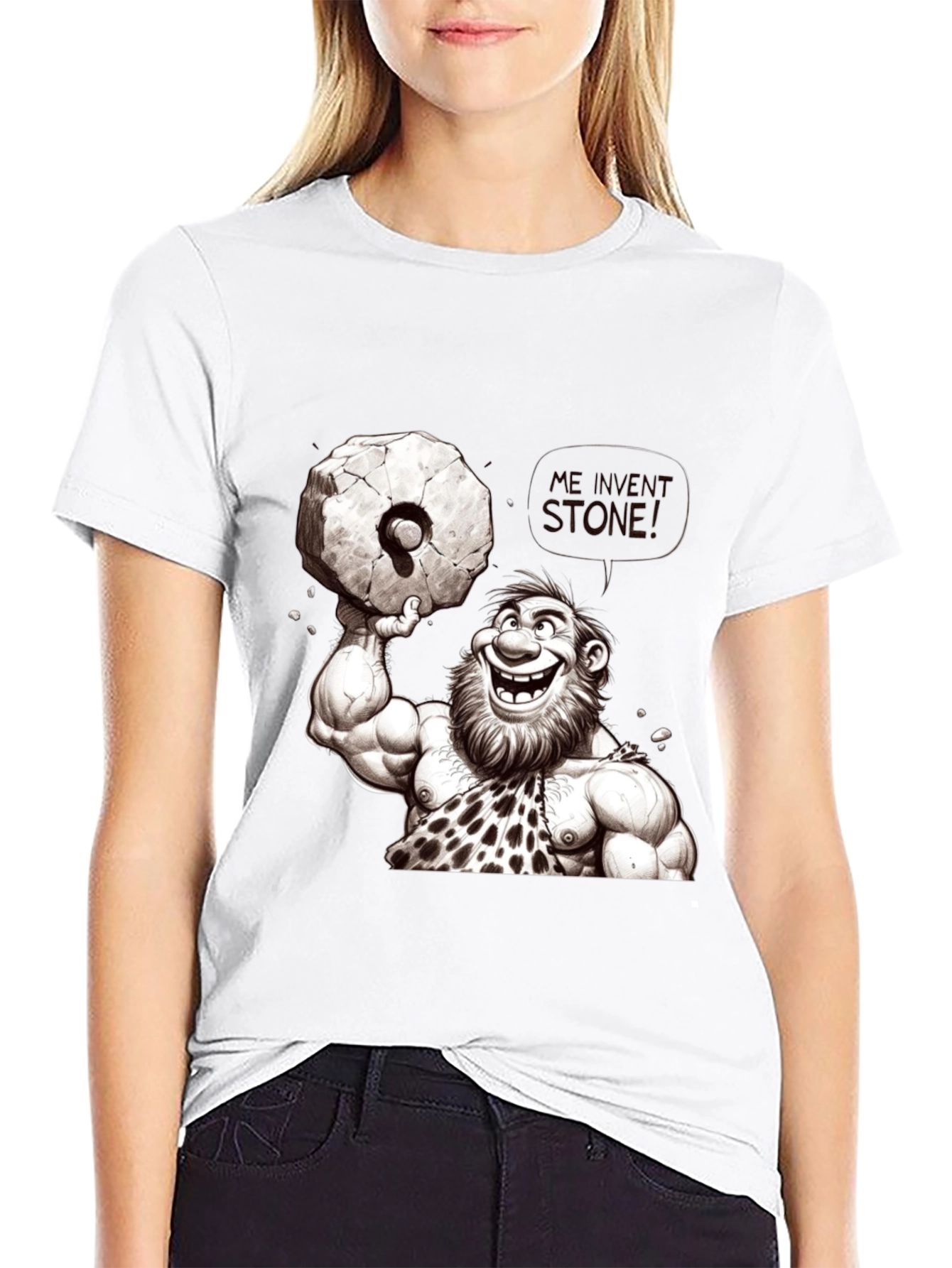 Funny Caveman Lifting Stone T-Shirt