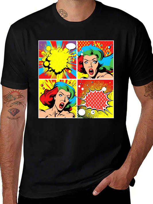 Retro Comic Book Pop Art Graphic T-Shirt