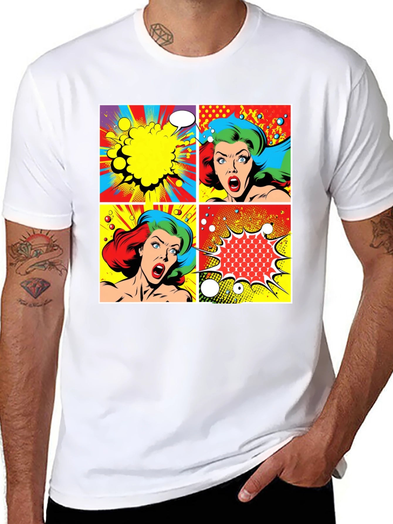 Retro Comic Book Pop Art Graphic T-Shirt
