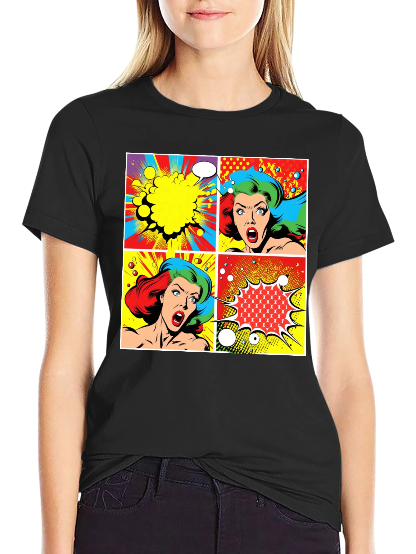 Retro Comic Book Pop Art Graphic T-Shirt