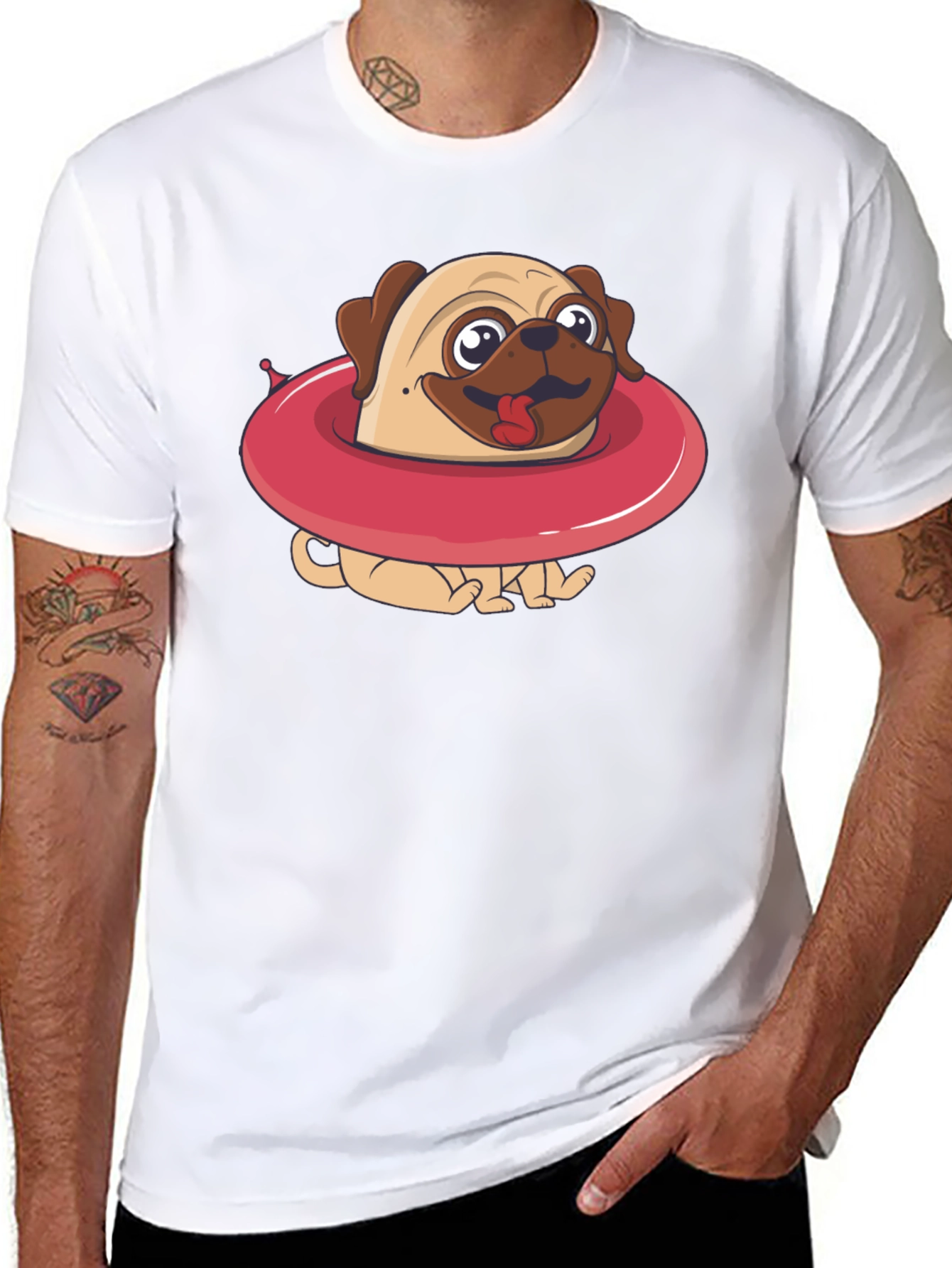 Pug in Swim Ring Graphic Tee