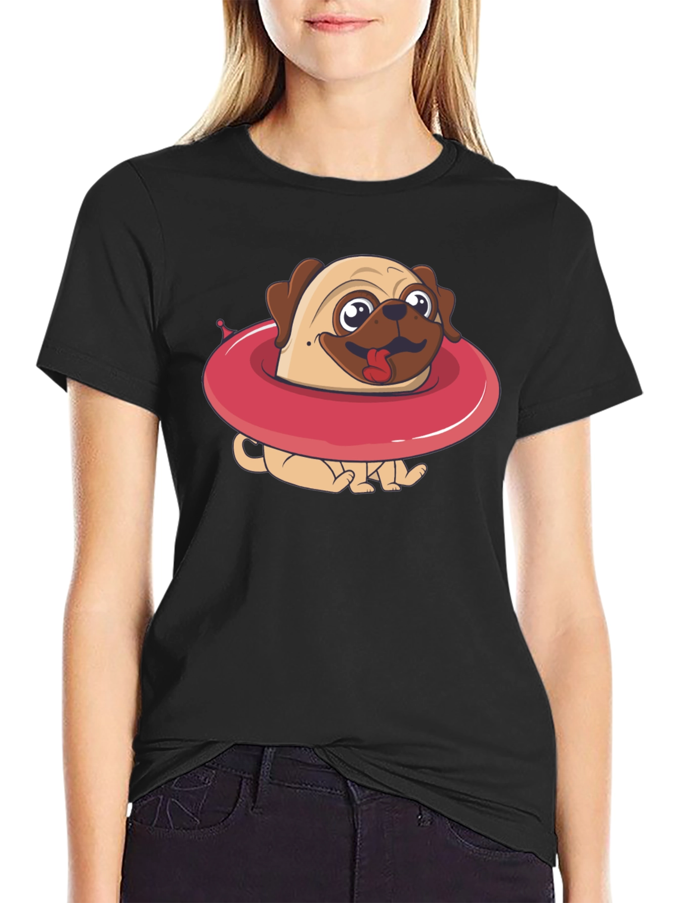 Pug in Swim Ring Graphic Tee