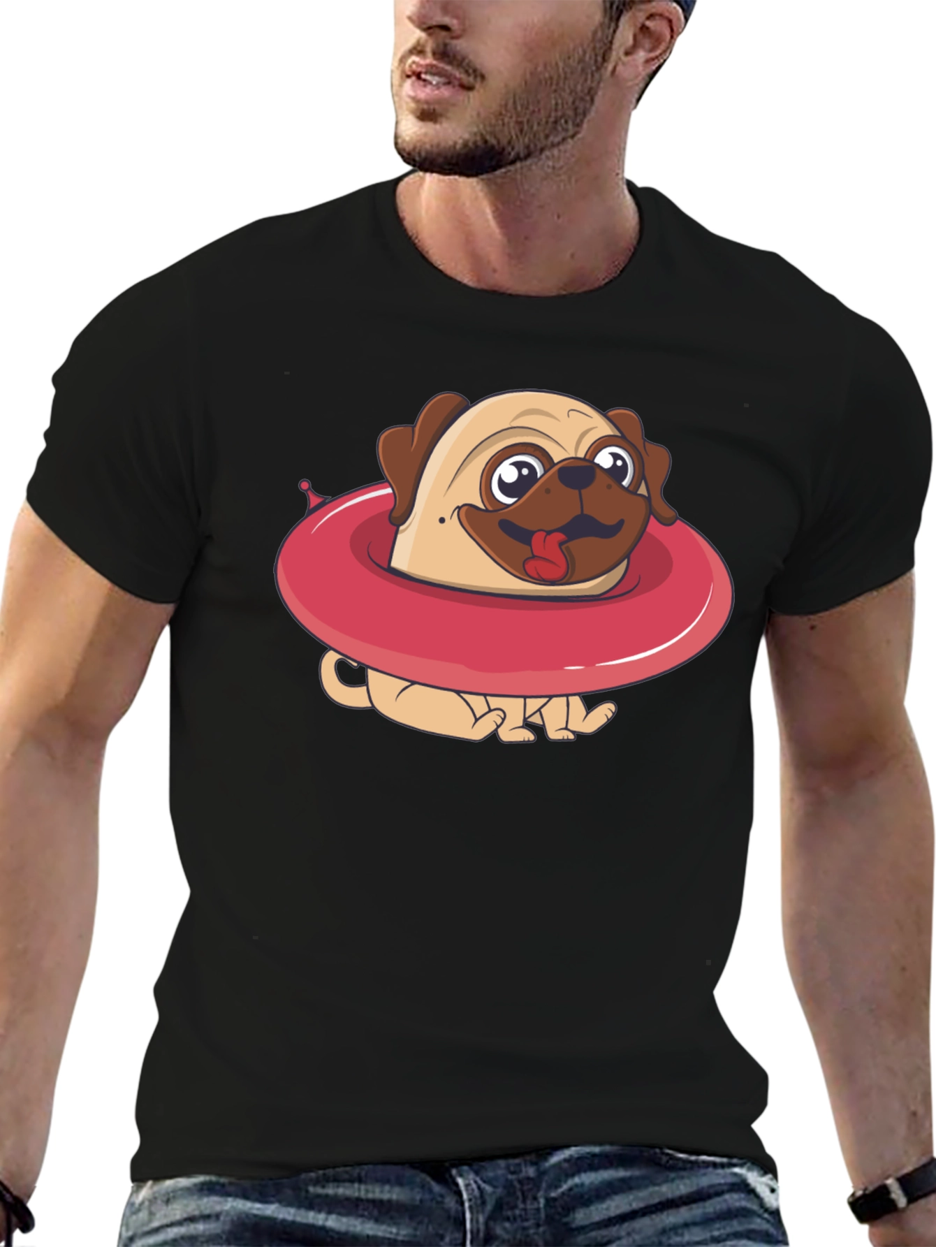 Pug in Swim Ring Graphic Tee