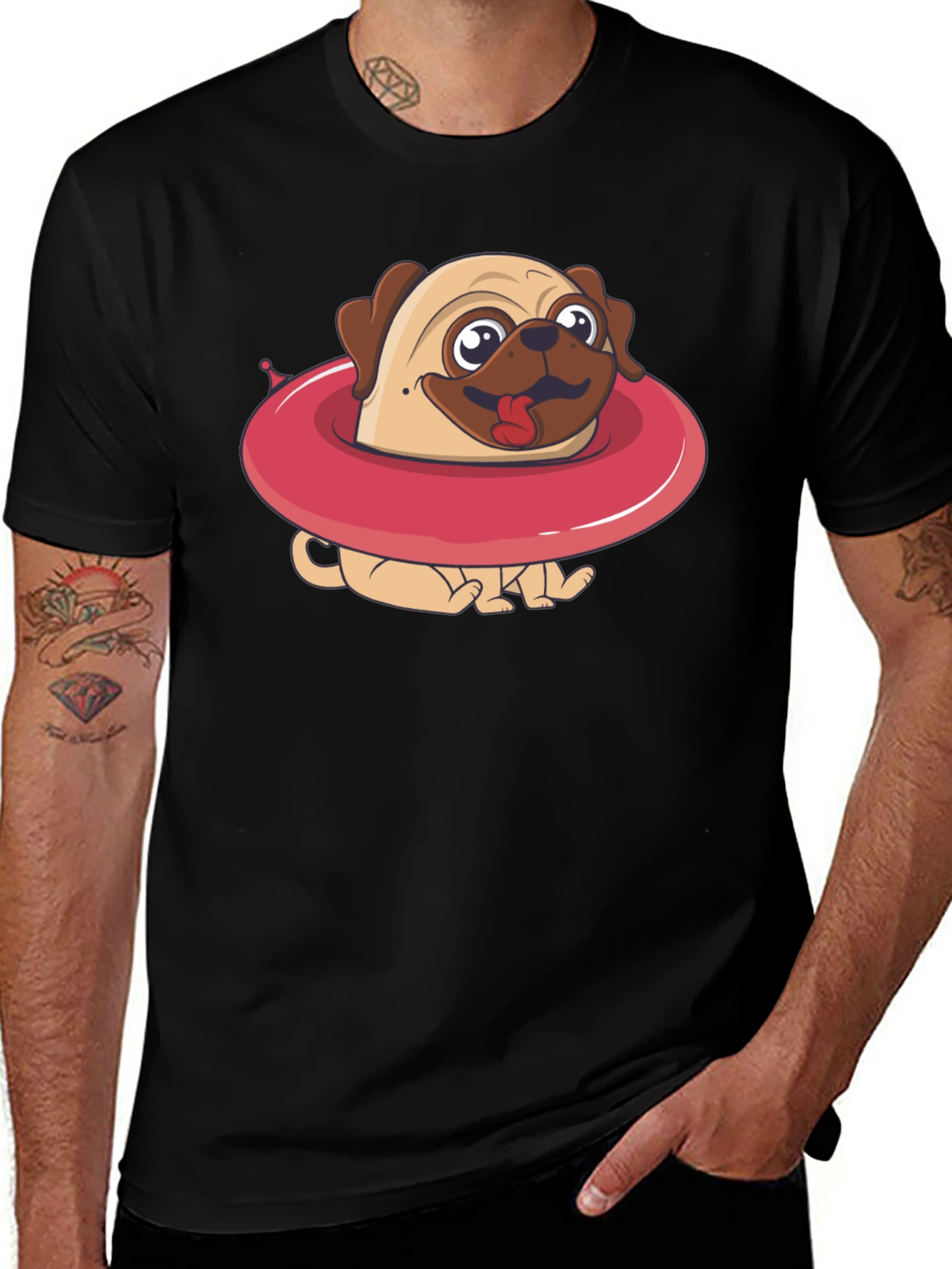 Pug in Swim Ring Graphic Tee