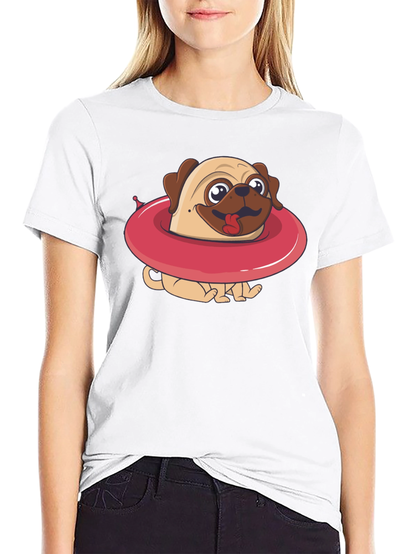 Pug in Swim Ring Graphic Tee